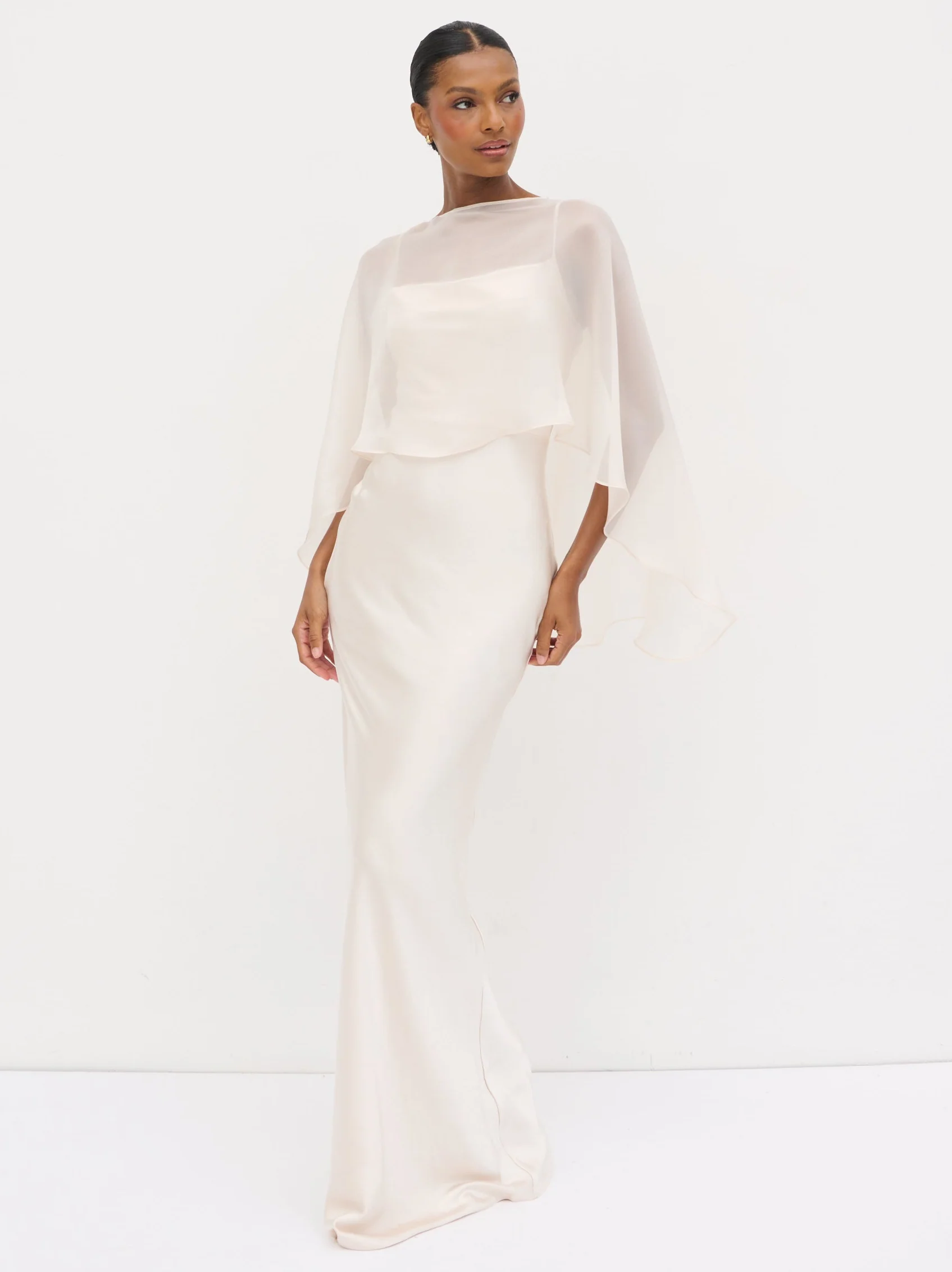 Alaia Organza Cape - Champagne - Image 3