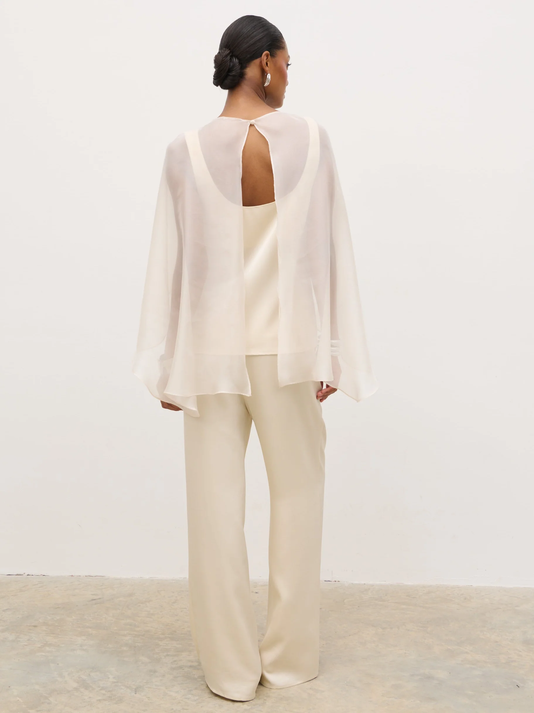 Alaia Organza Cape - Champagne - Image 8