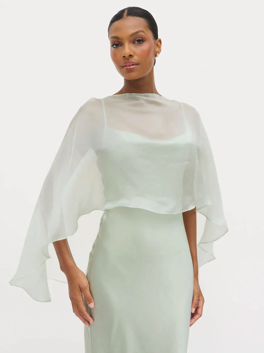Alaia Organza Cape - Sage - Image 2