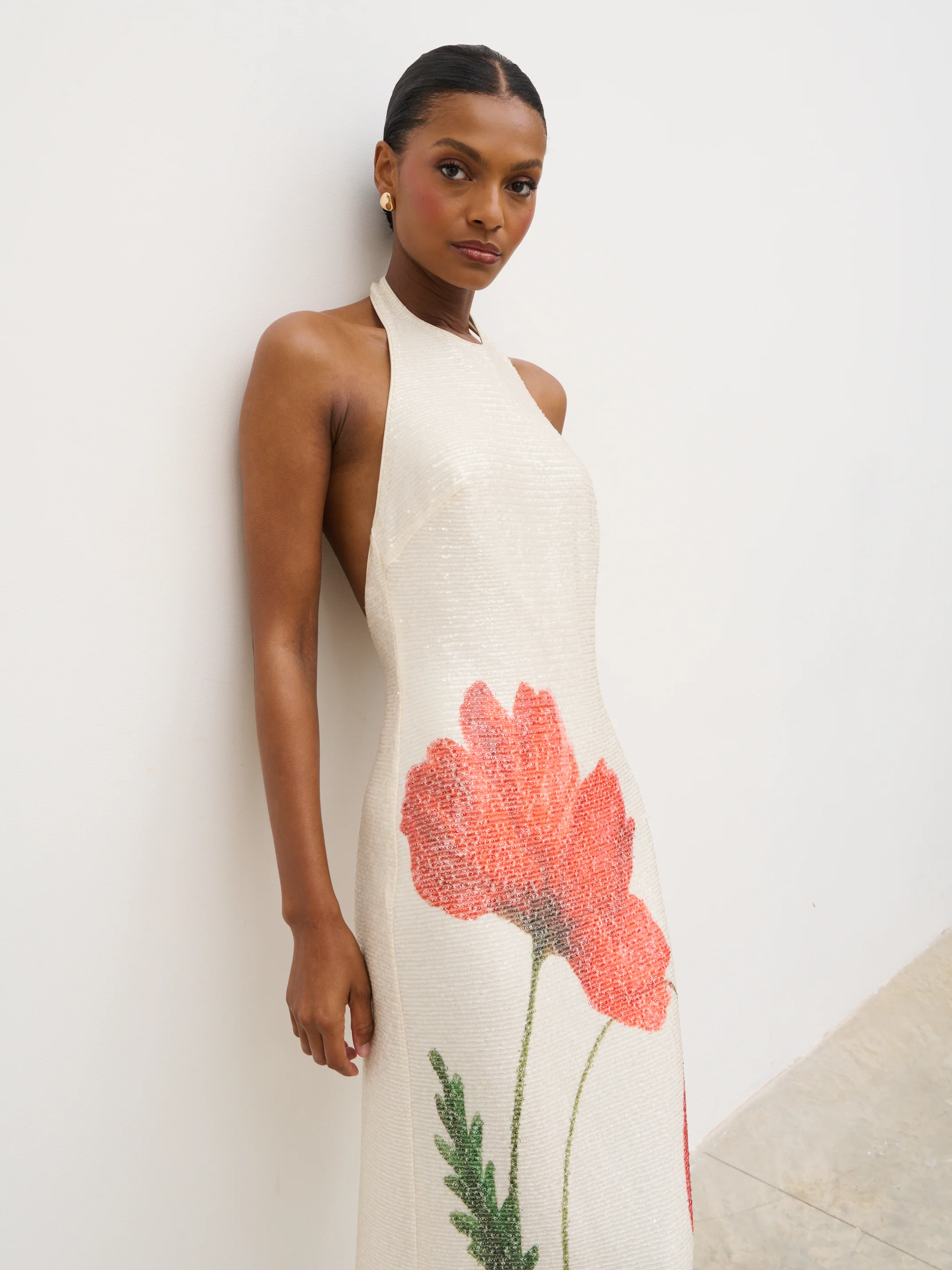 Alora Racer Sequin Maxi Dress - Largescale Poppy Petal Red - Image 6