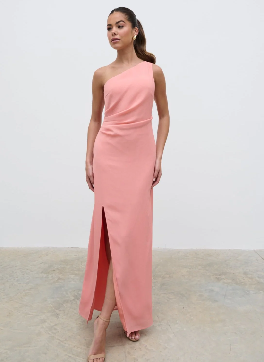 Amelia Ruched Maxi Dress - Apricot Ice