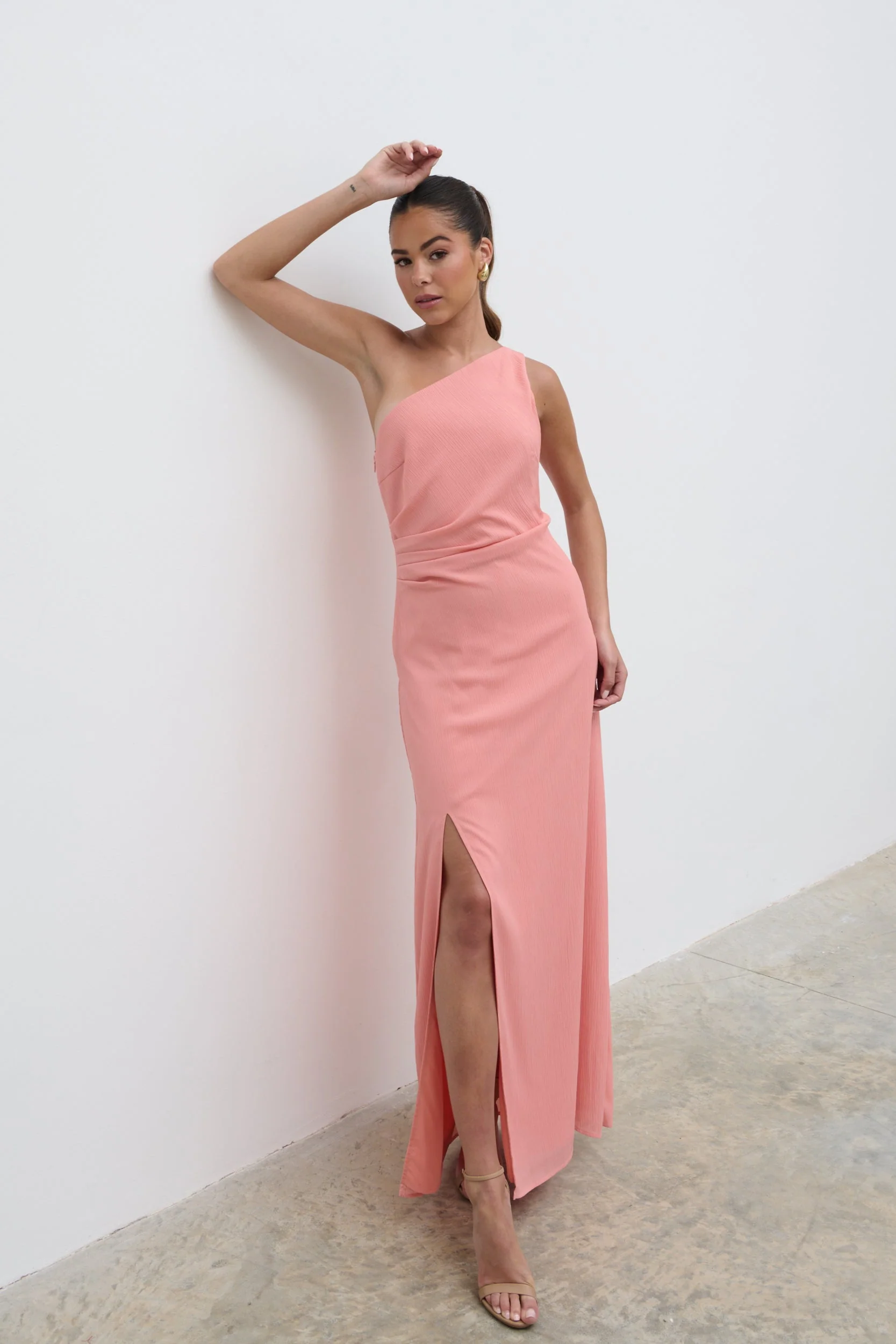 Amelia Ruched Maxi Dress - Apricot Ice - Image 3