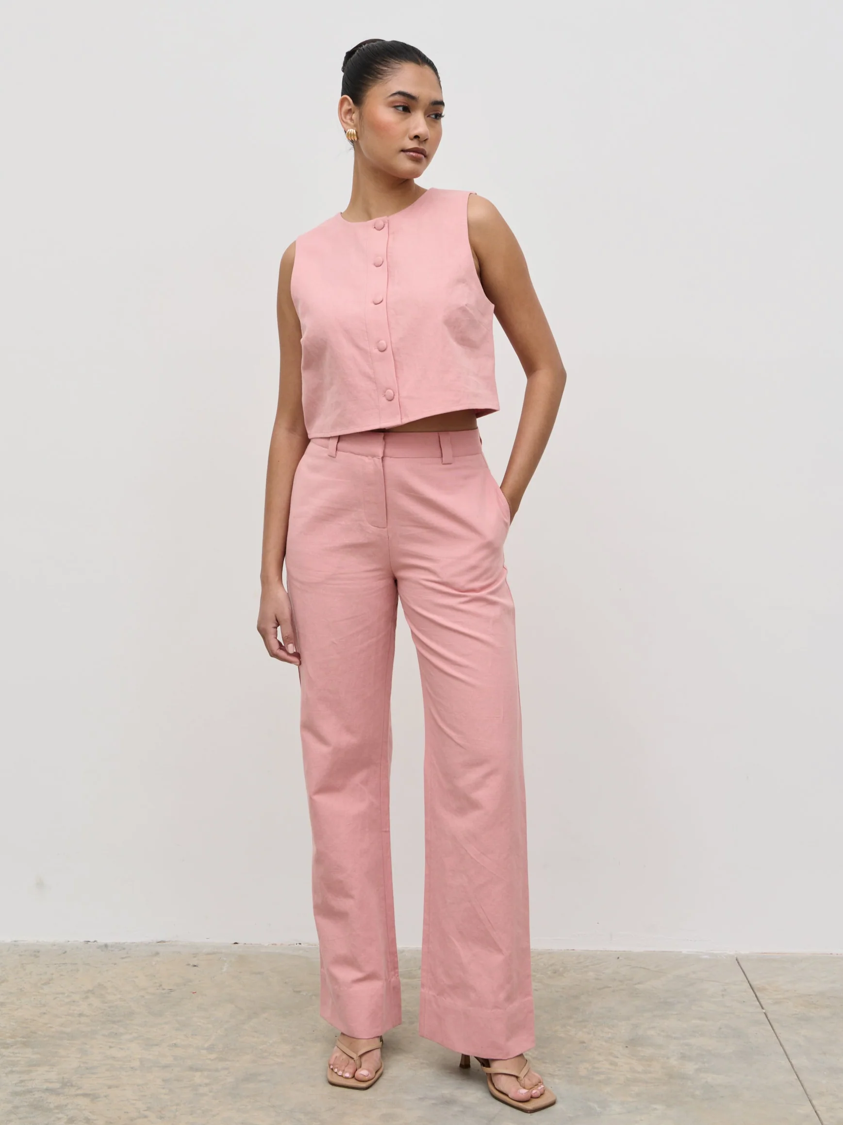 Blair Linen Trousers - Pink
