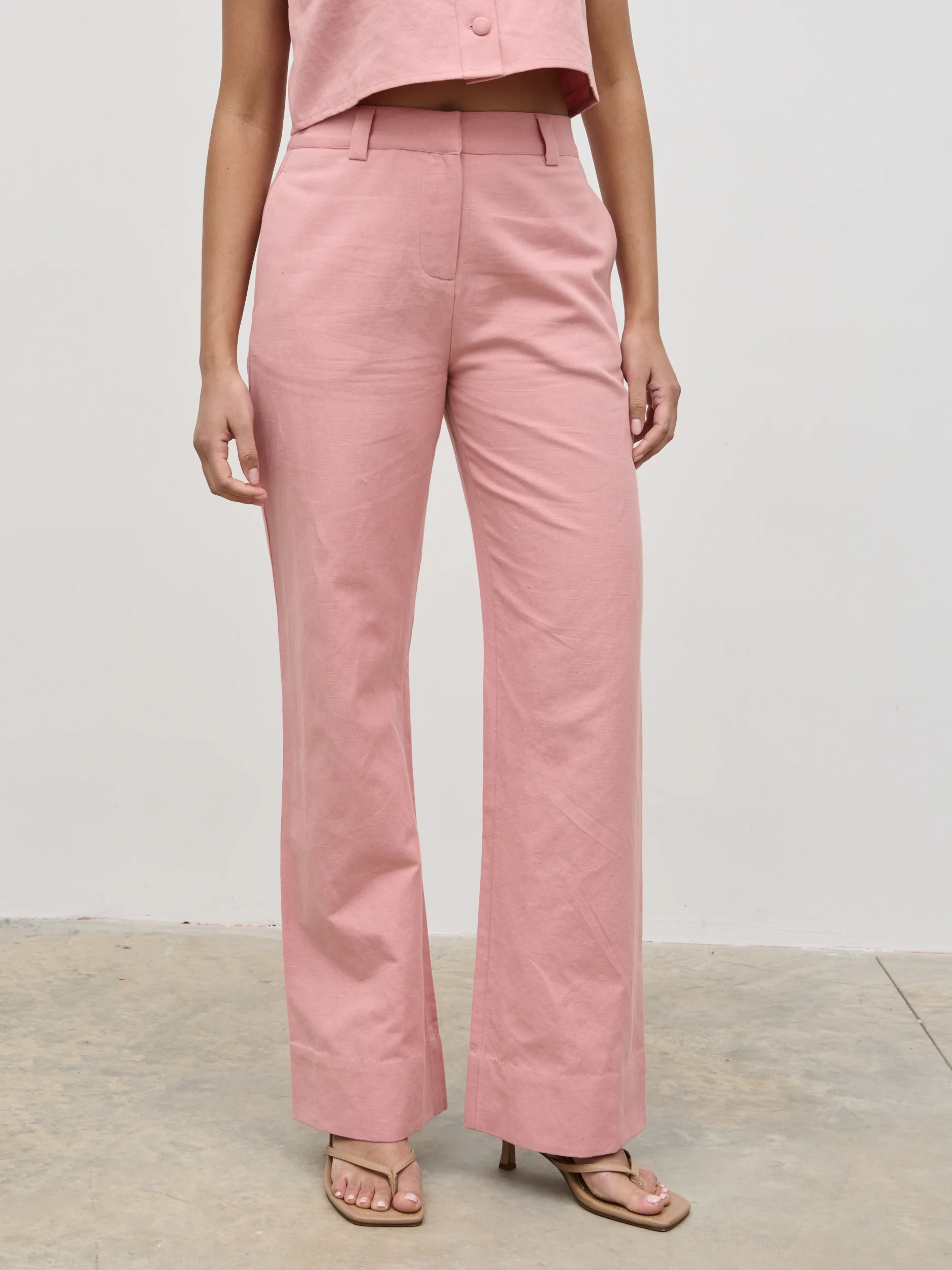 Blair Linen Trousers - Pink - Image 2