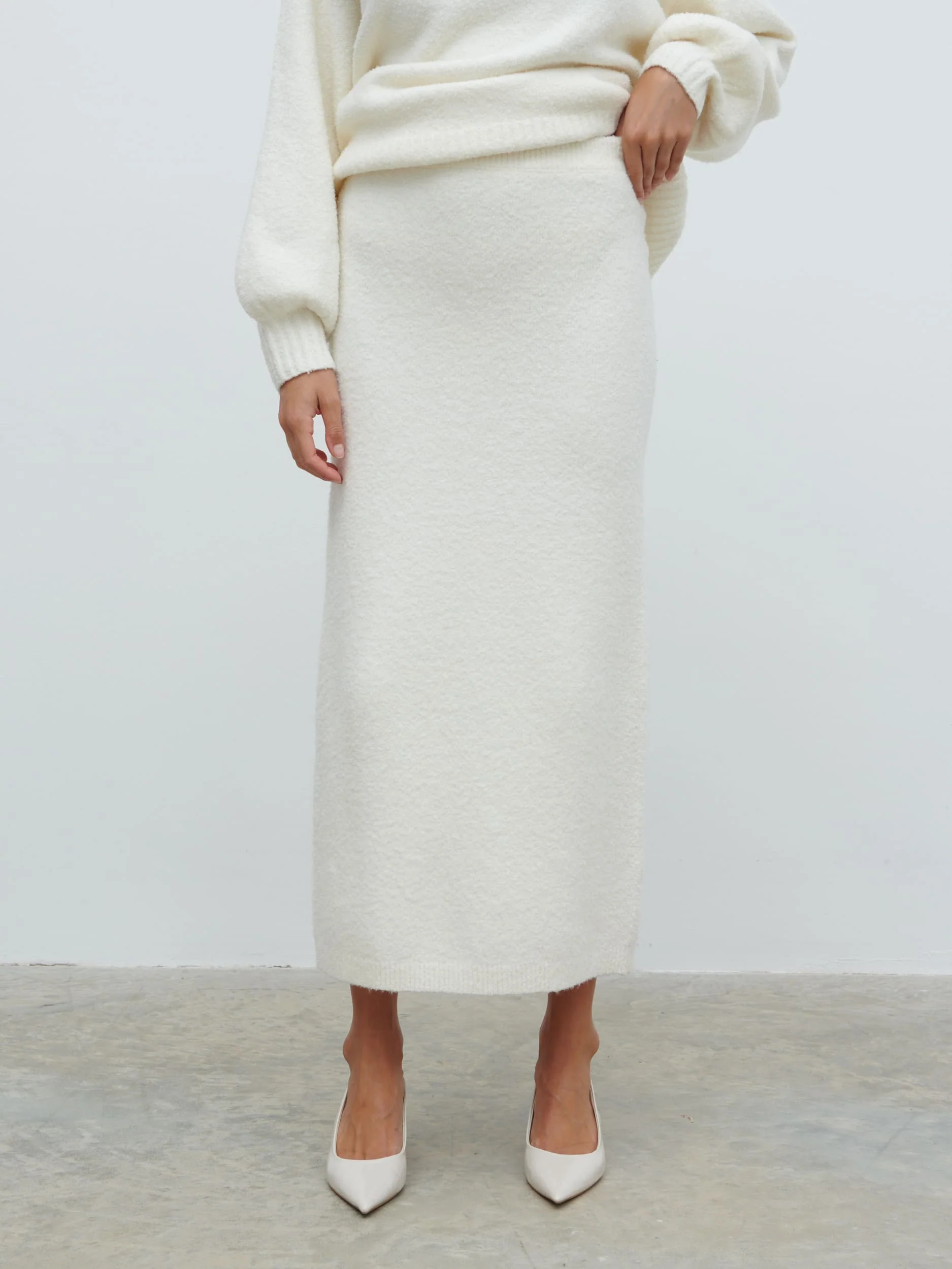 Camille Midaxi Knit Skirt - Cream