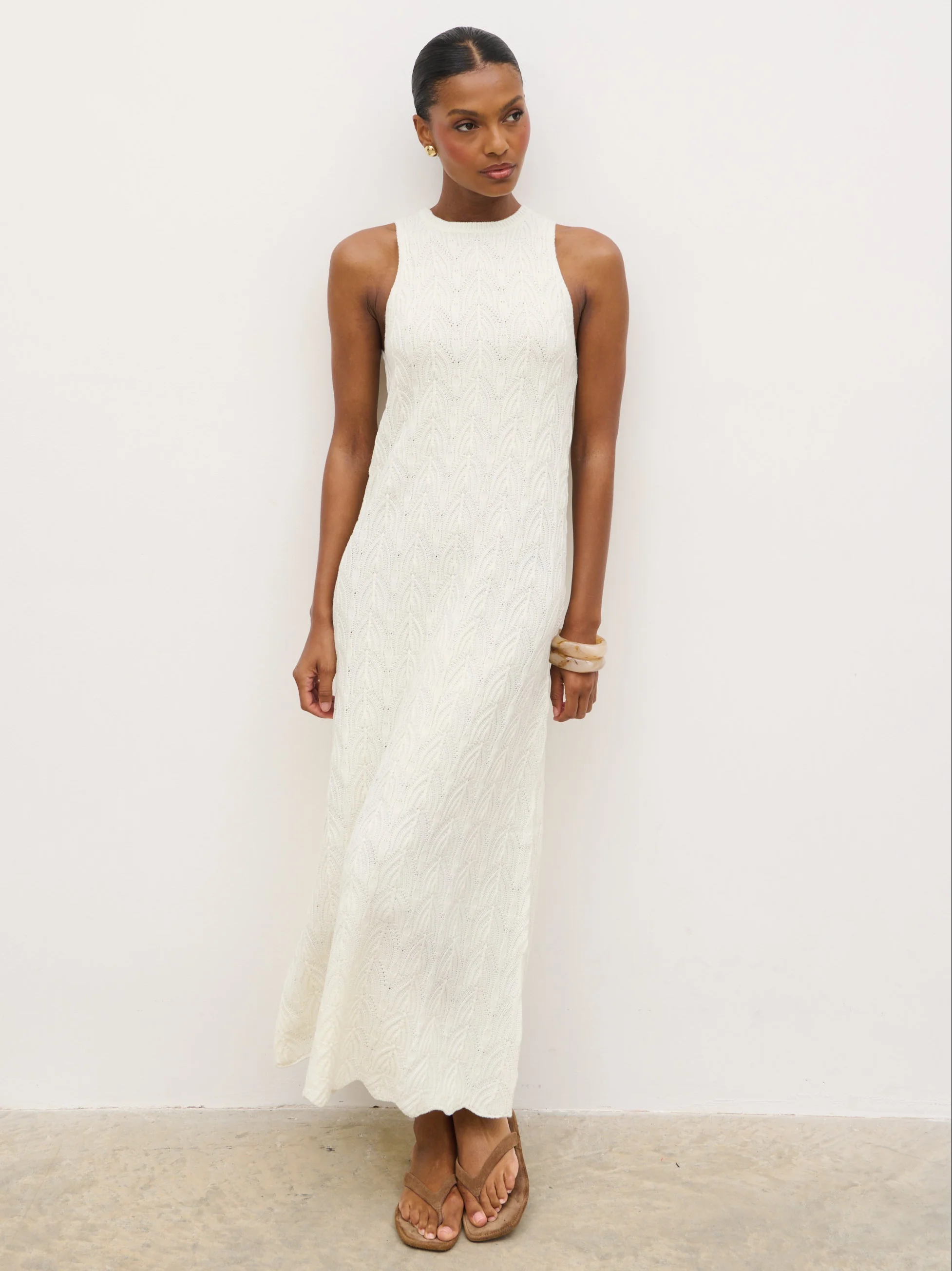 Cleo Rustic Knit Midaxi Dress - Cream - Image 2