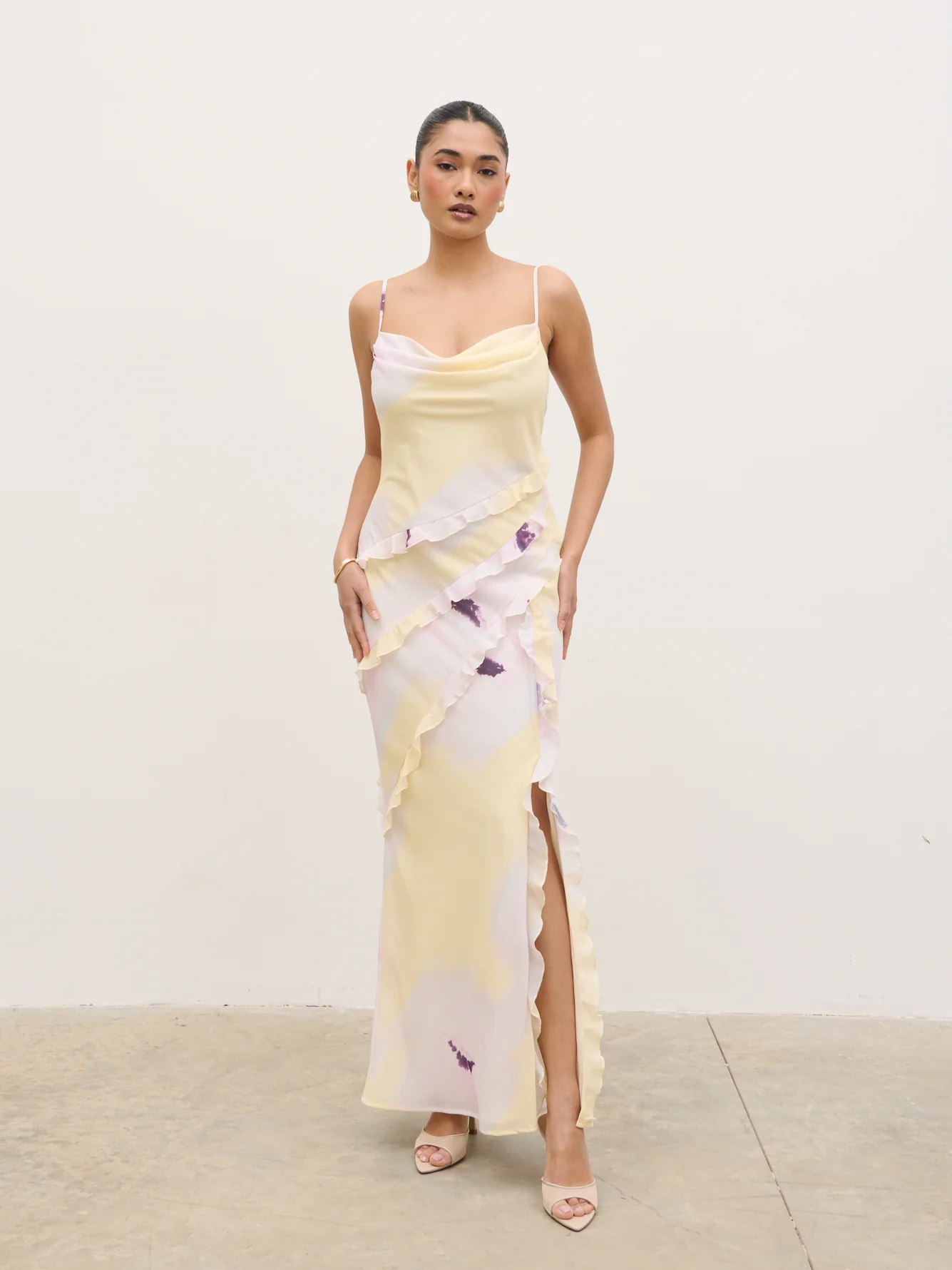 Constance Ruffle Maxi Dress - Watercolour Poppy - Image 6