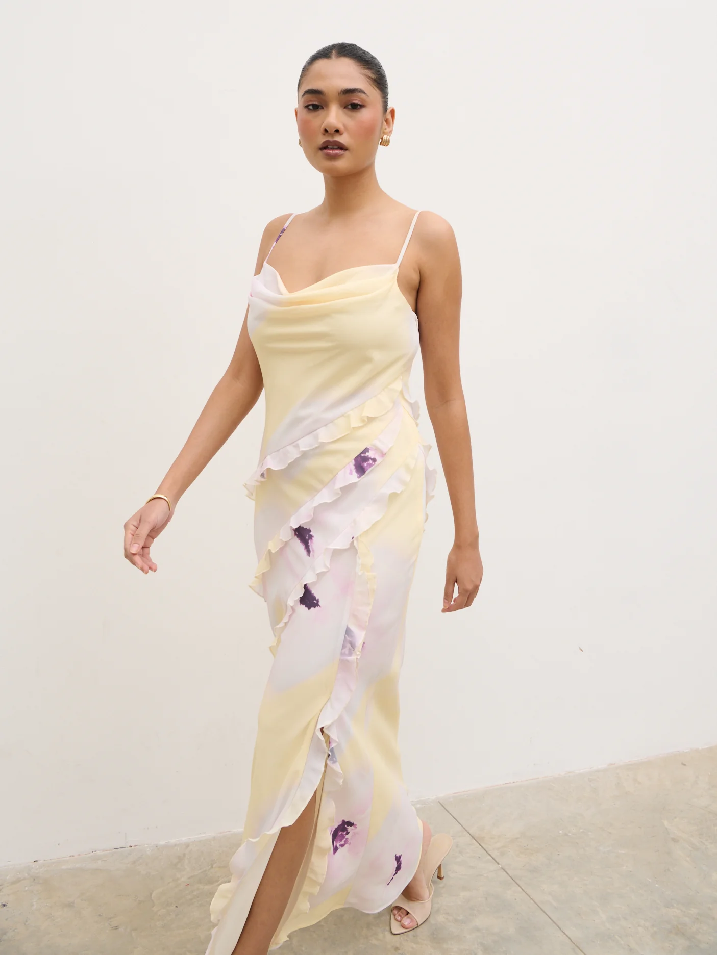 Constance Ruffle Maxi Dress - Watercolour Poppy - Image 7