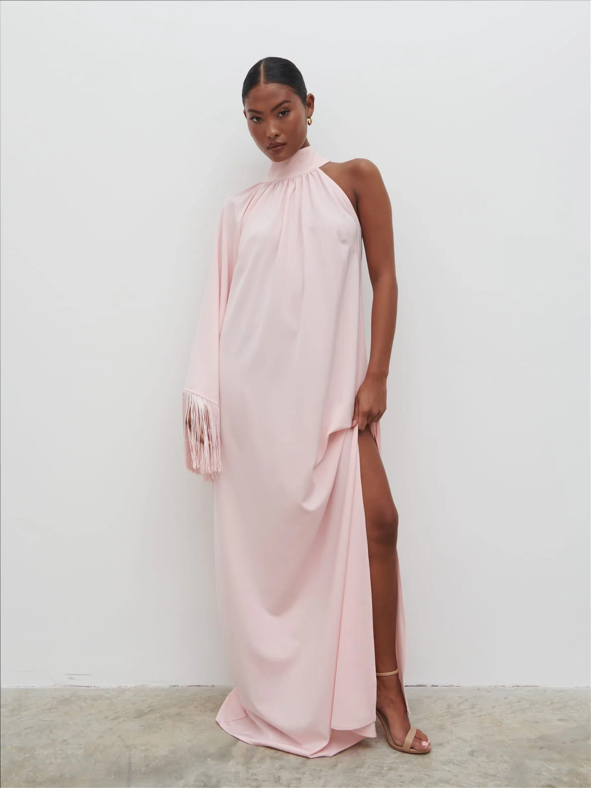 Cora Fringed Maxi Dress - Blush