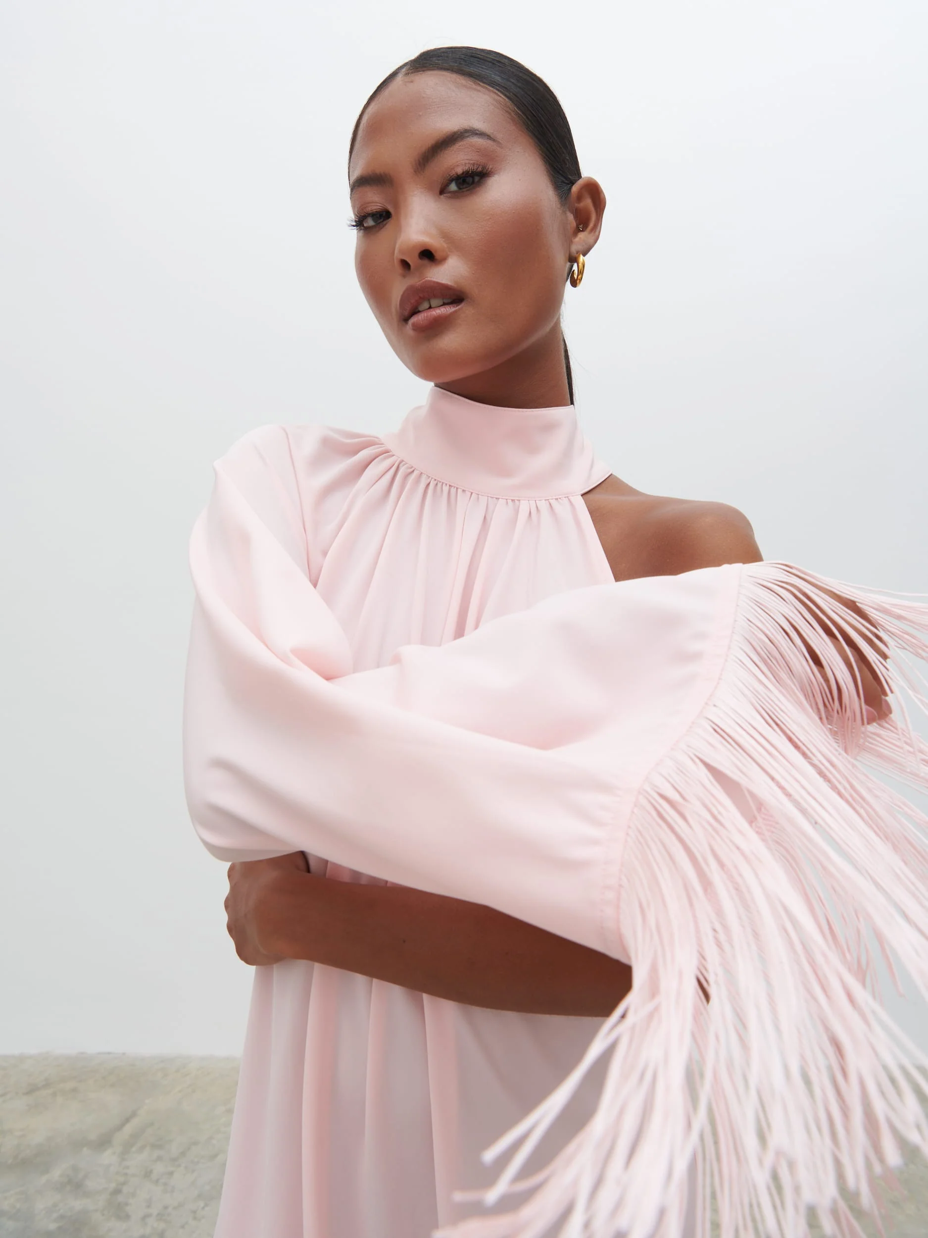 Cora Fringed Maxi Dress - Blush - Image 2