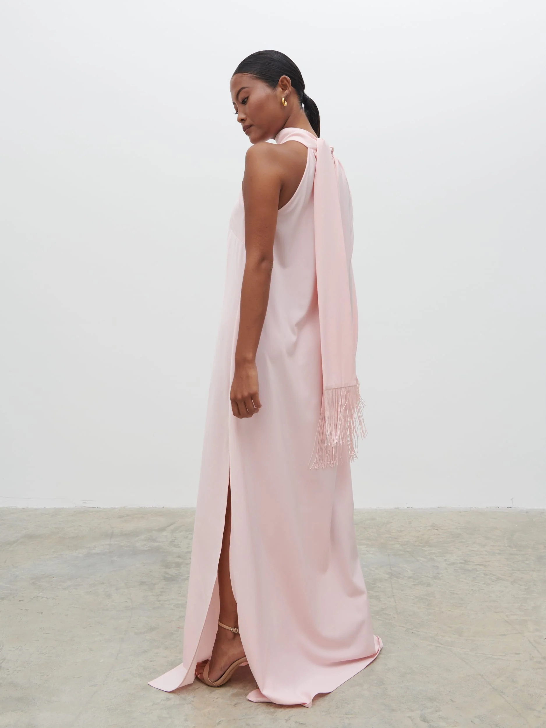 Cora Fringed Maxi Dress - Blush - Image 3