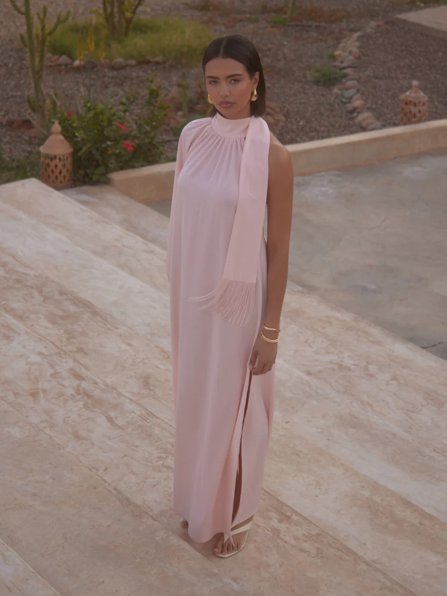 Cora Fringed Maxi Dress - Blush - Image 6