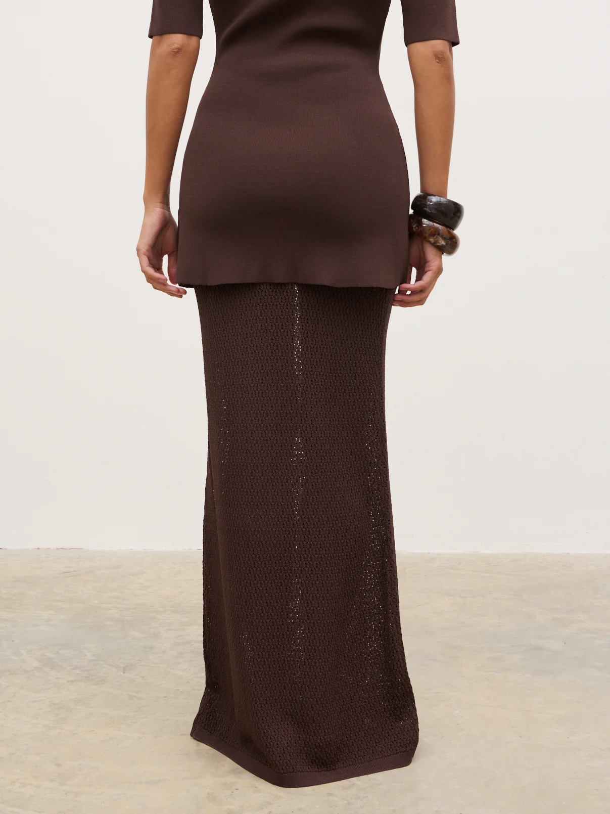 Dani Knit Lace Maxi Skirt - Chocolate - Image 2