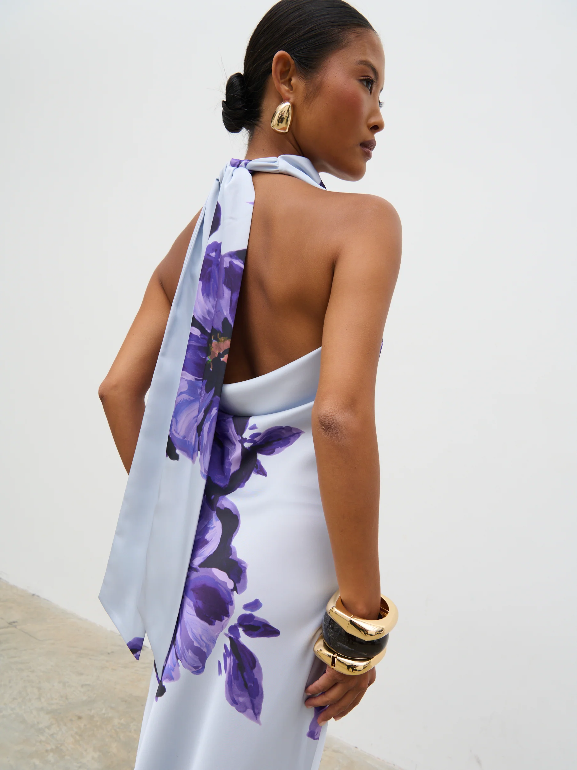 Edita Cowl Neck Maxi Dress - Lilac Floral - Image 2