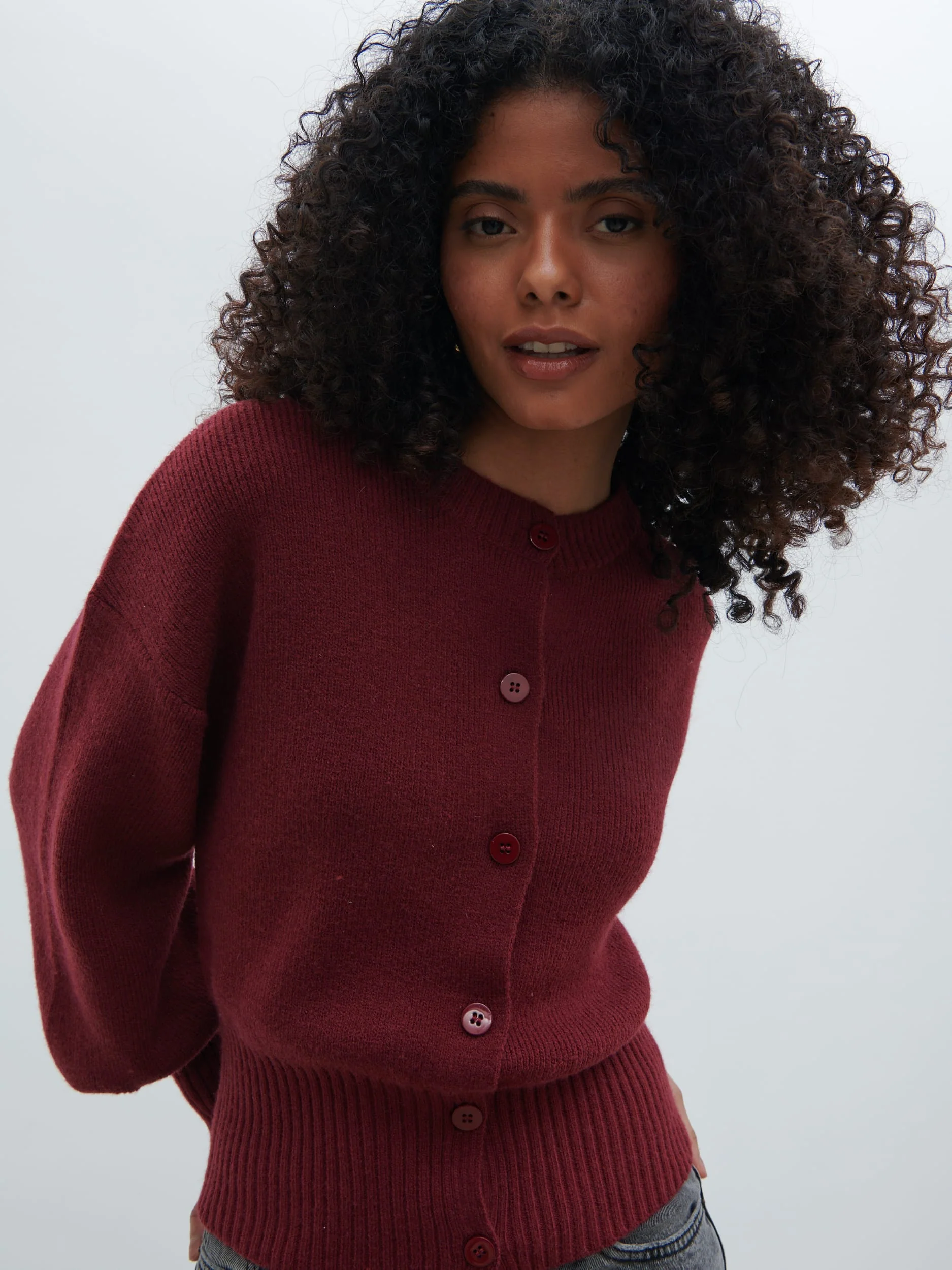 Etta Knit Bomber Jacket - Burgundy - Image 5
