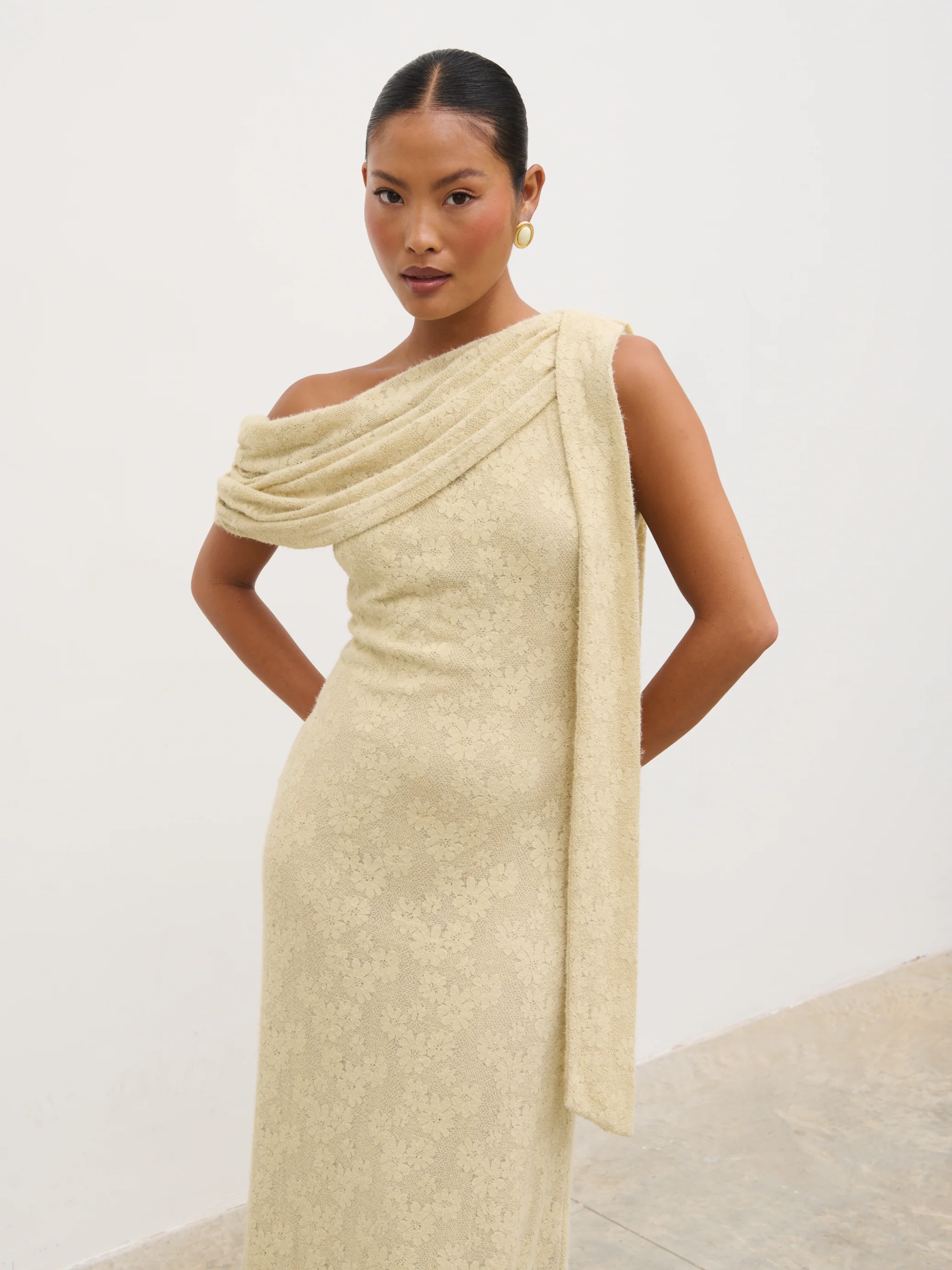 Freya One Shoulder Floral Maxi Dress - Beige - Image 2