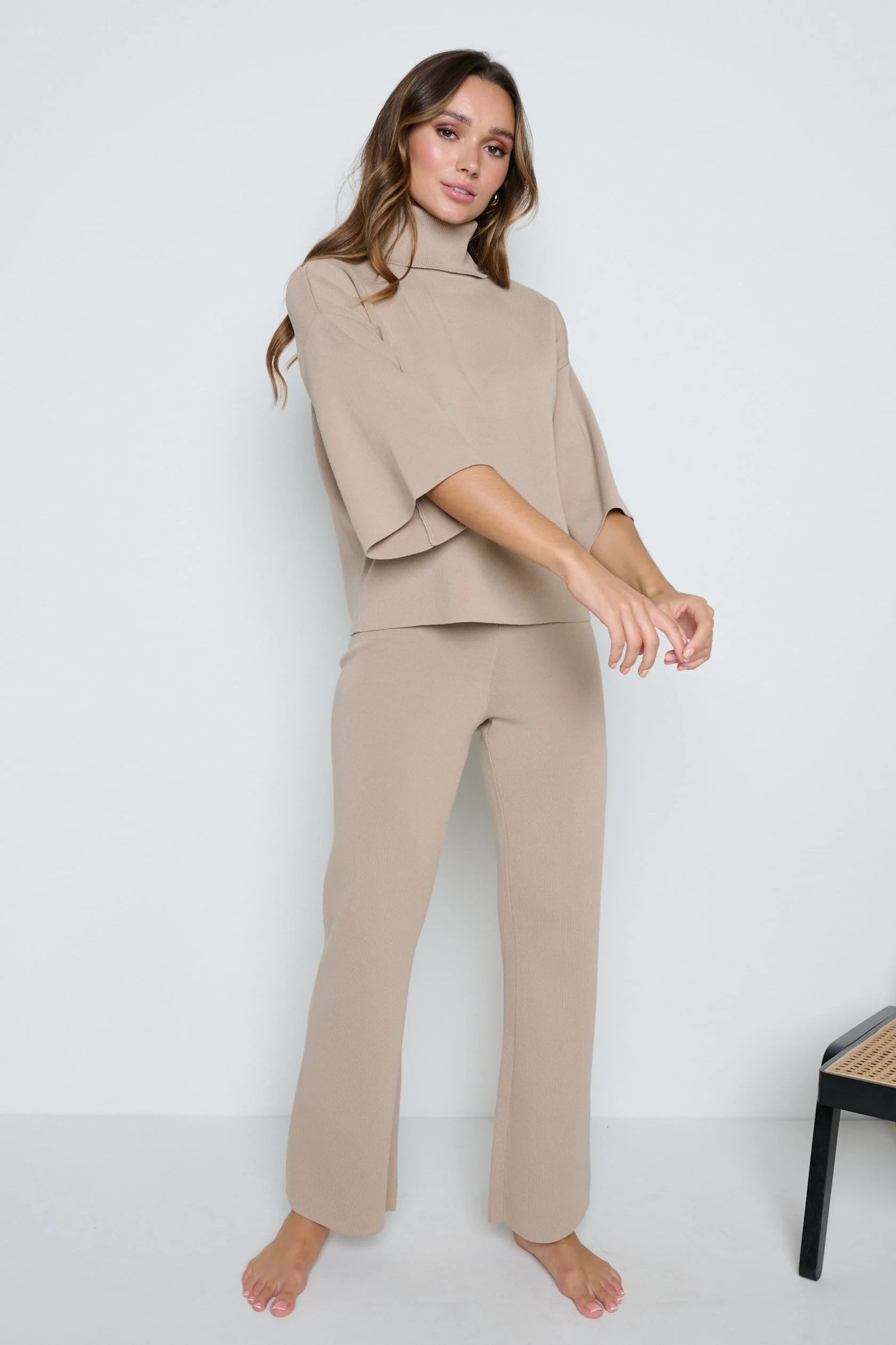 Hayden Kimono Sleeve Jumper - Beige - Image 2