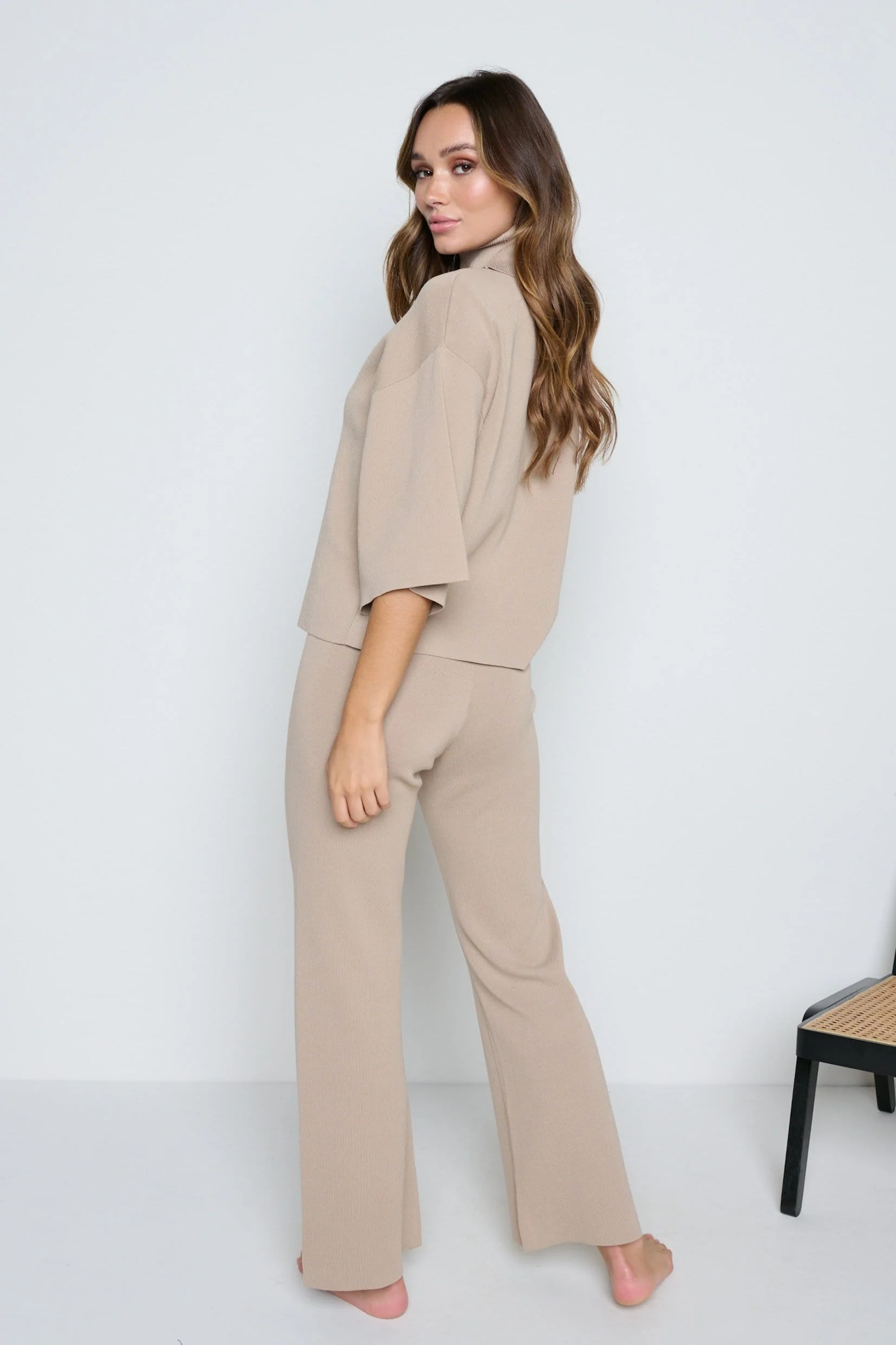 Hayden Kimono Sleeve Jumper - Beige - Image 4
