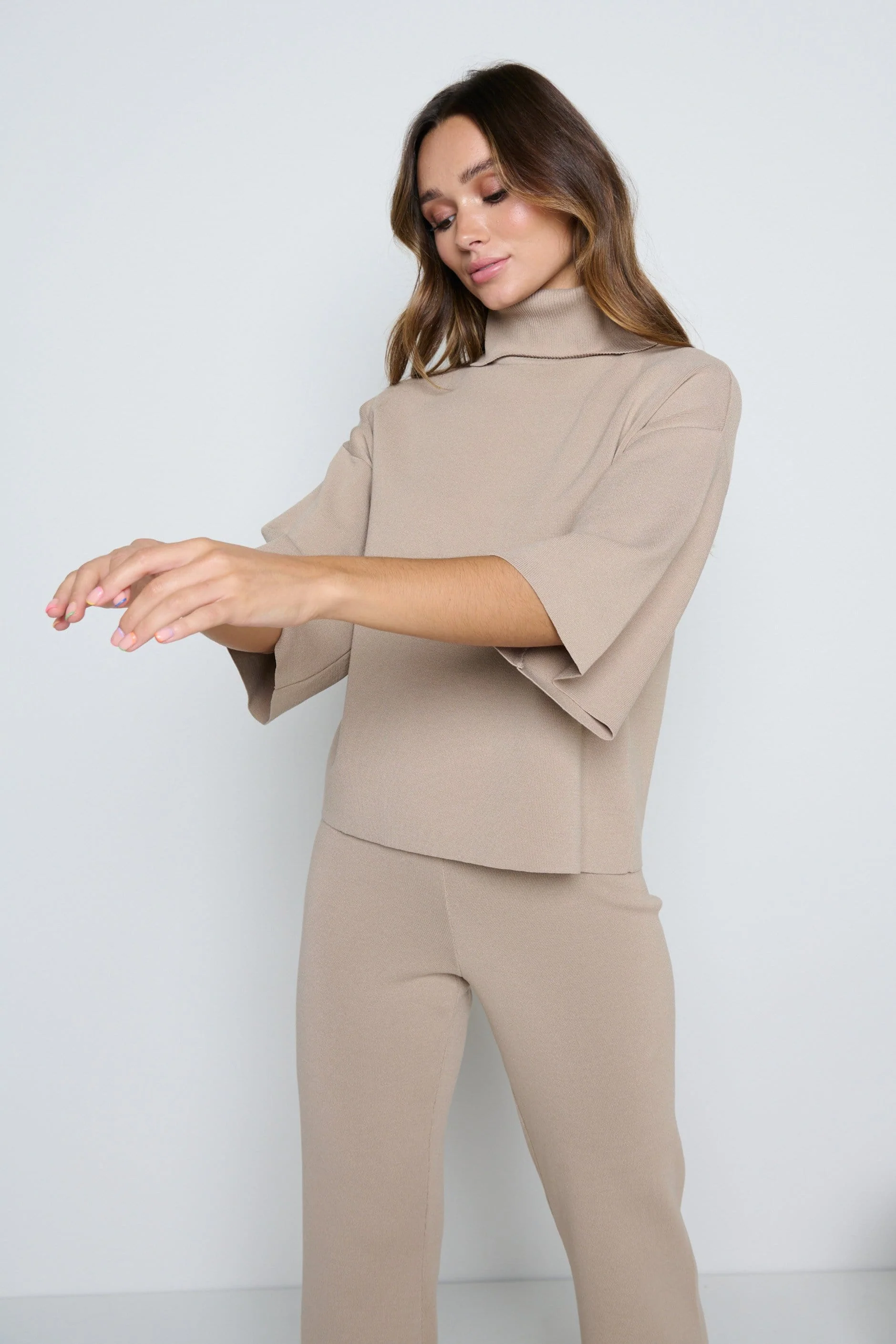 Hayden Kimono Sleeve Jumper - Beige - Image 5