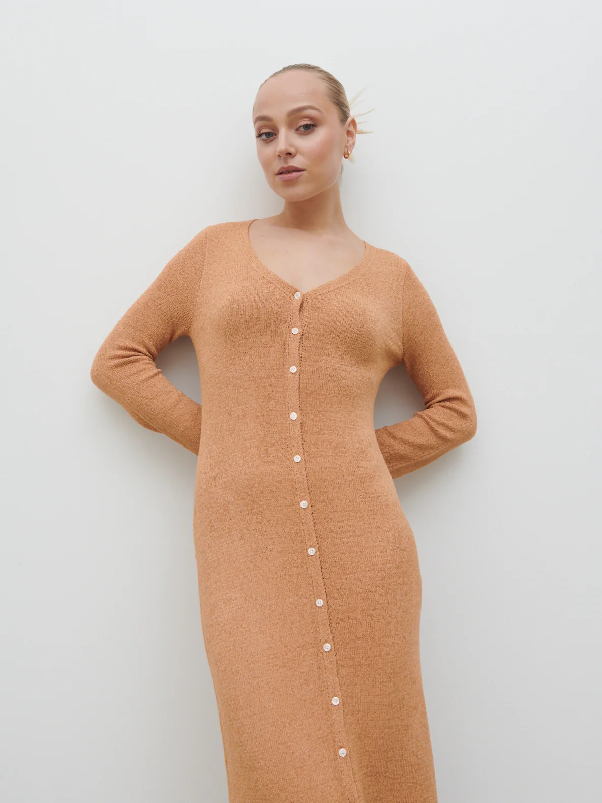 Hazel Knit Maxi Dress - Tan Blush - Image 2
