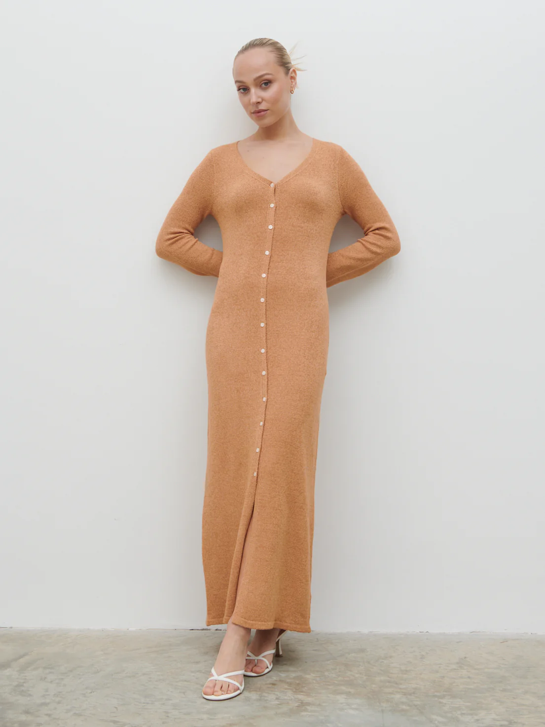 Hazel Knit Maxi Dress - Tan Blush - Image 4