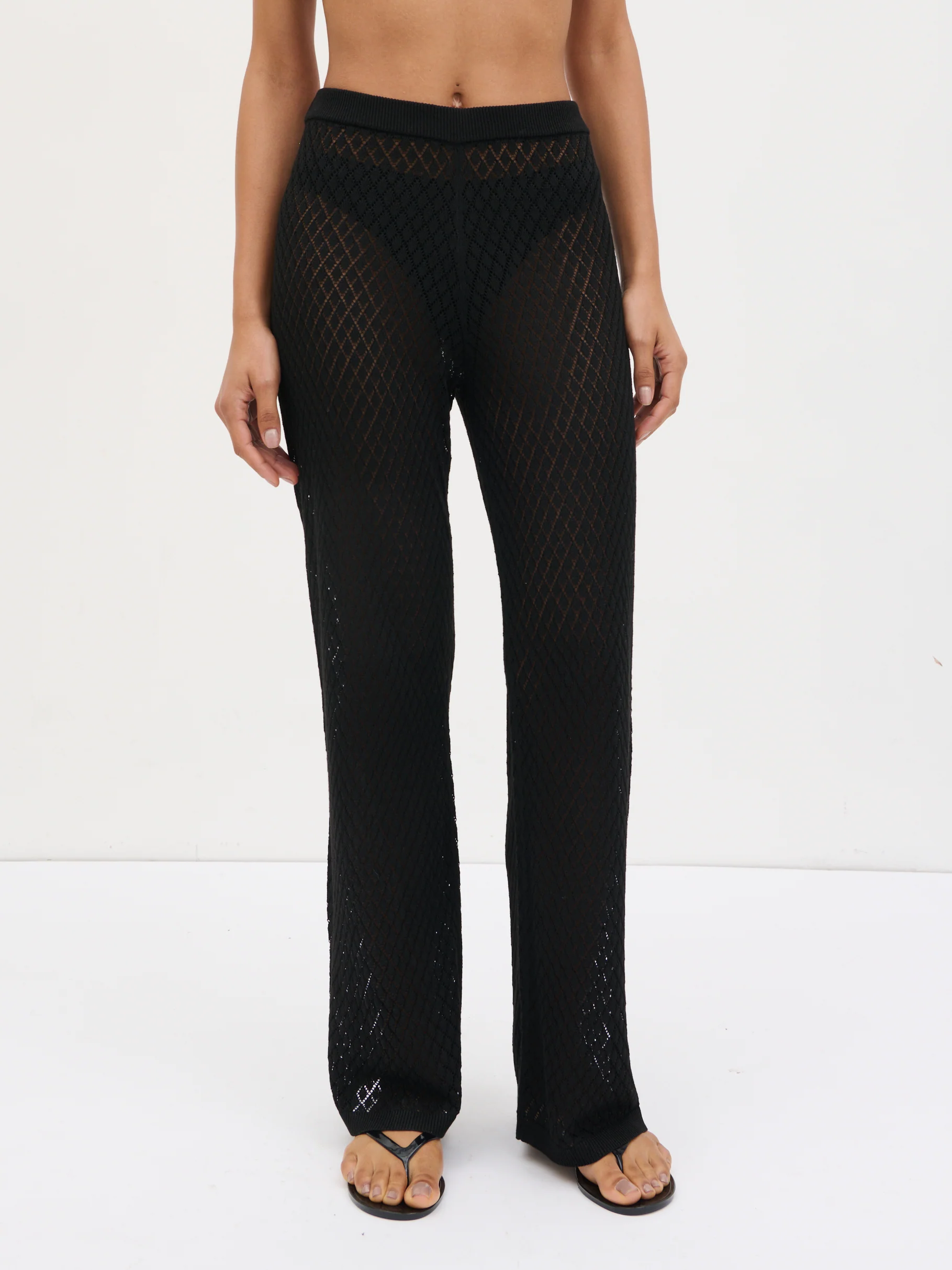 Imani Pointelle Knit Trousers - Black - Image 2