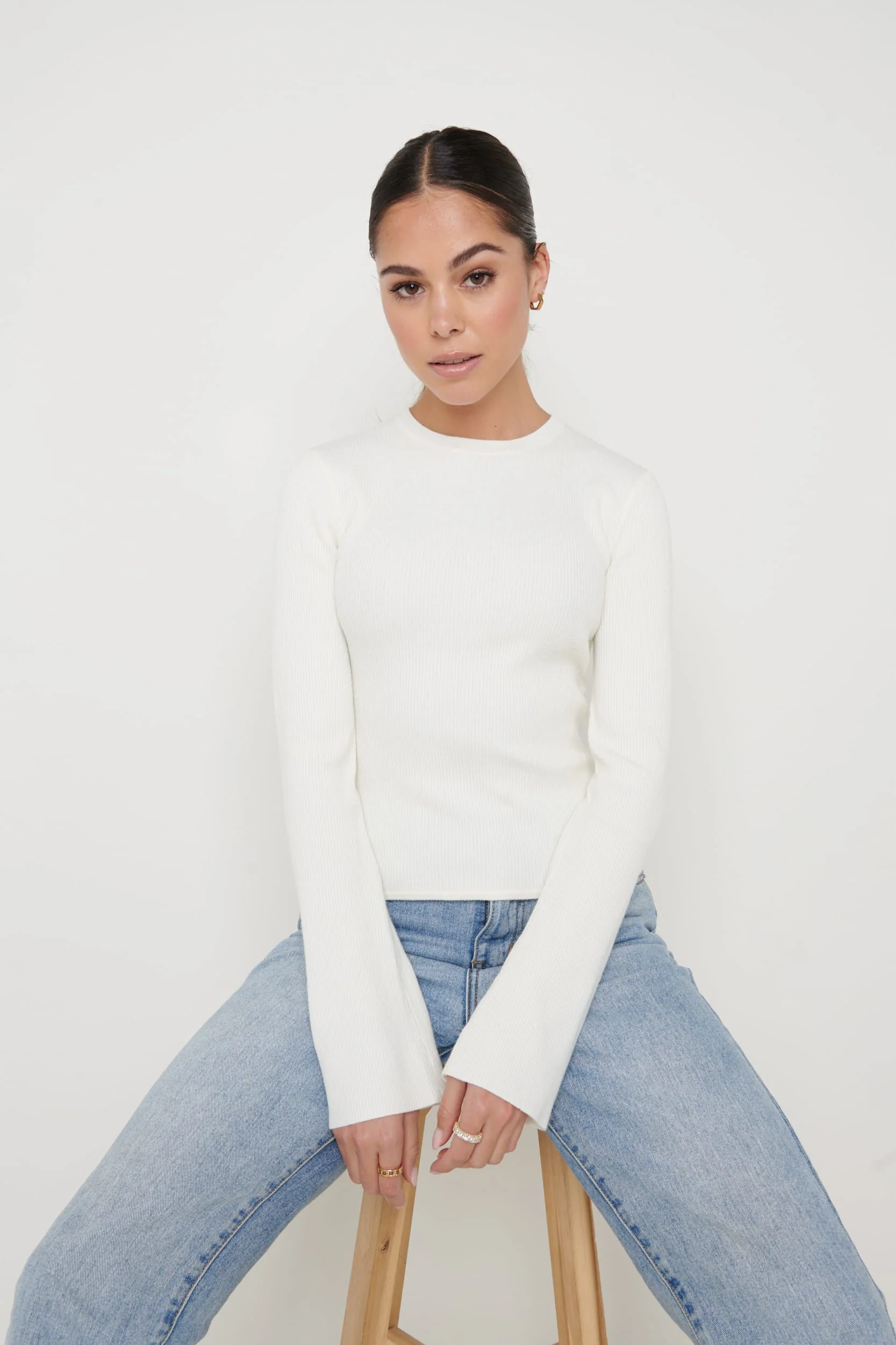 Jayla Tie Back Knit Top - Cream - Image 2