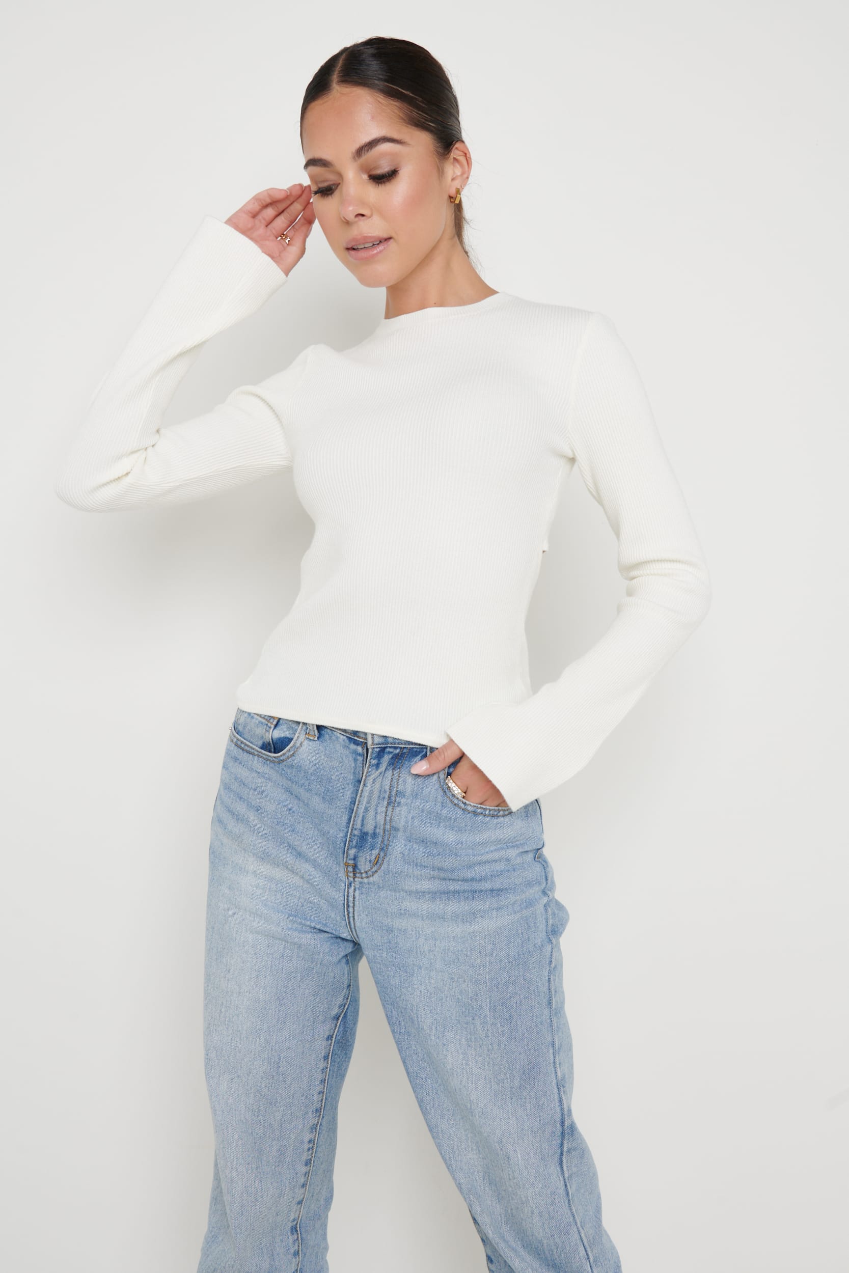 Jayla Tie Back Knit Top - Cream - Image 4