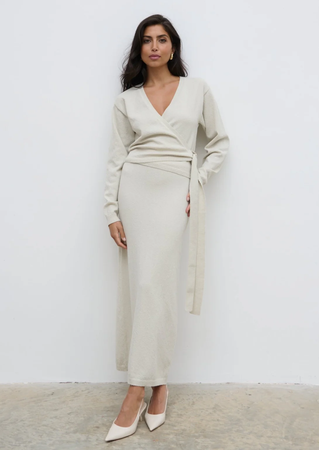 Laney Boucle Knit Midaxi Skirt - Pale Stone