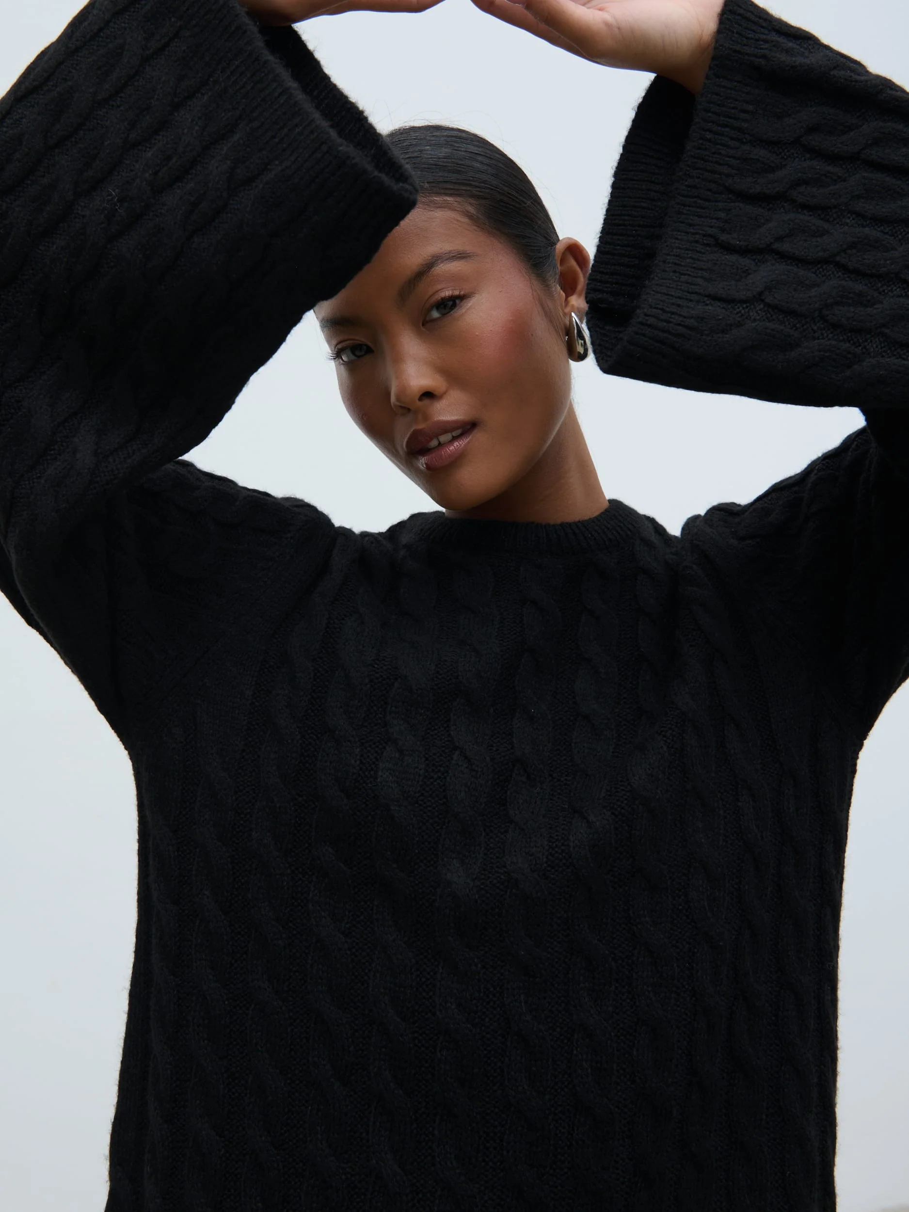 Lorelai Cable Knit Midaxi Dress - Black - Image 2