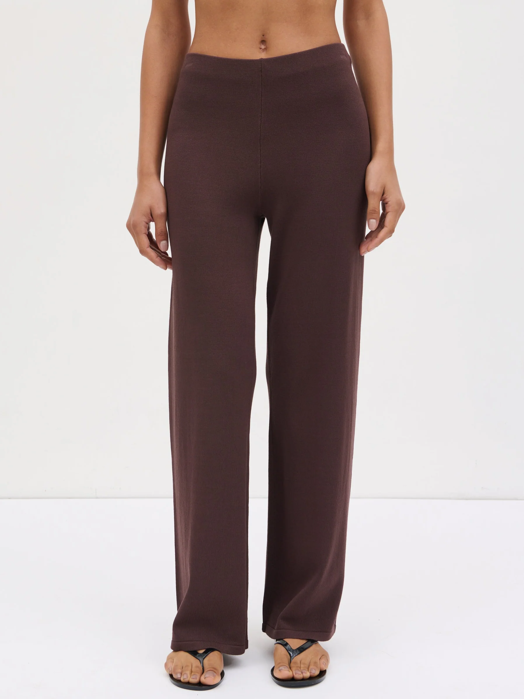 Maelle Slim Knit Trousers - Chocolate - Image 3