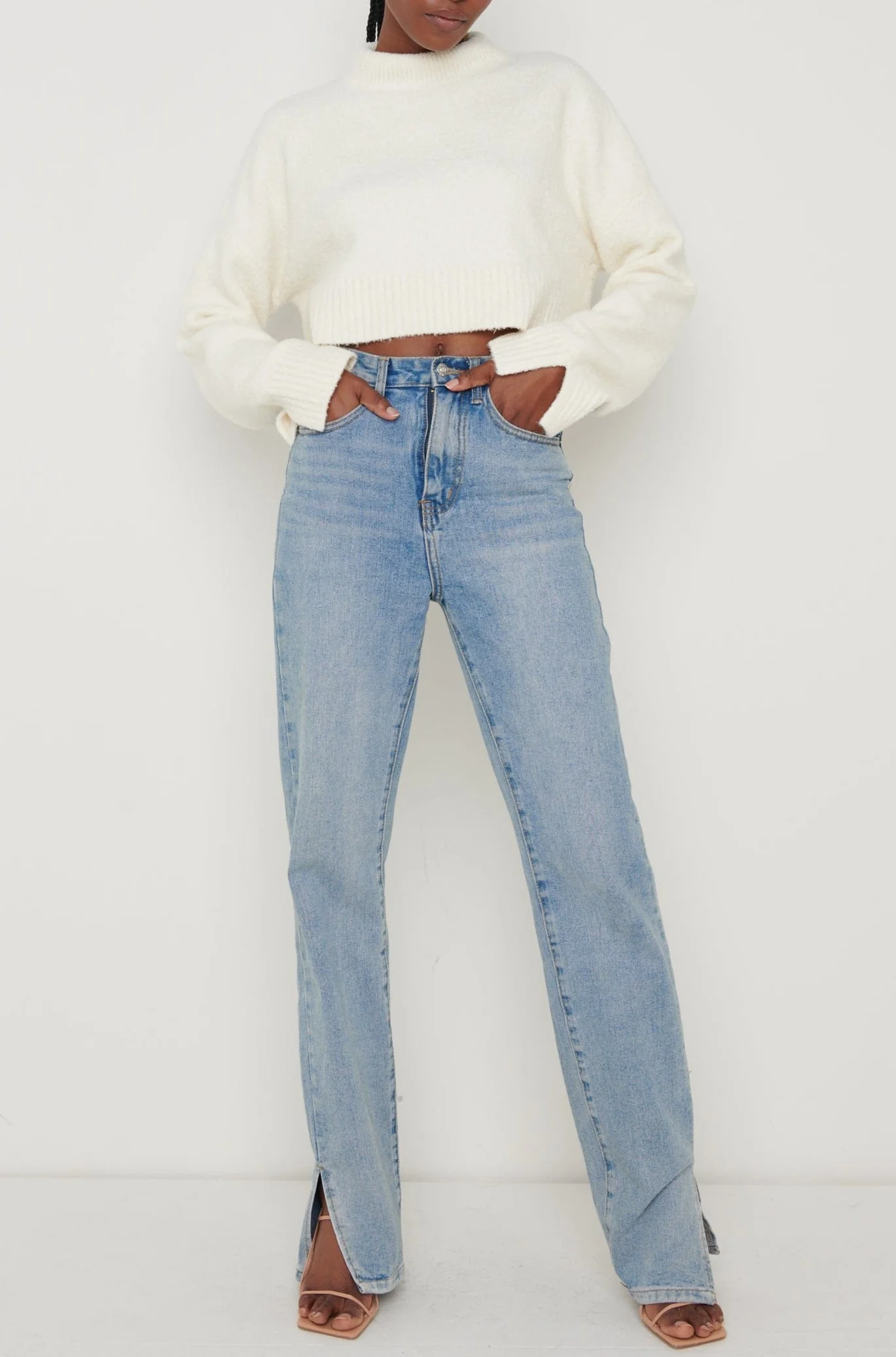 Millie Roll Neck Cropped Jumper - Cream