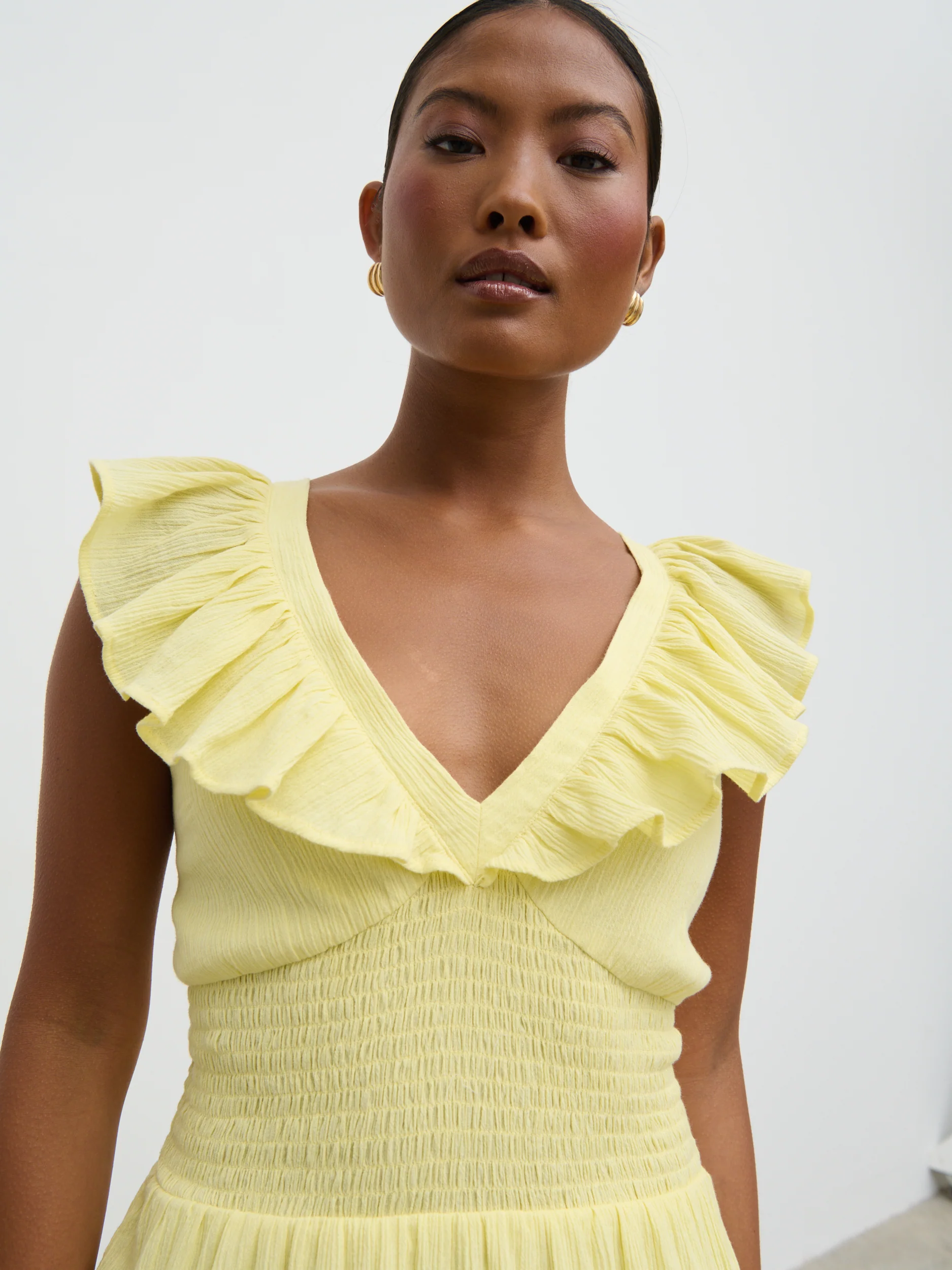 Opal Ruffle Maxi Dress - Lemon - Image 2