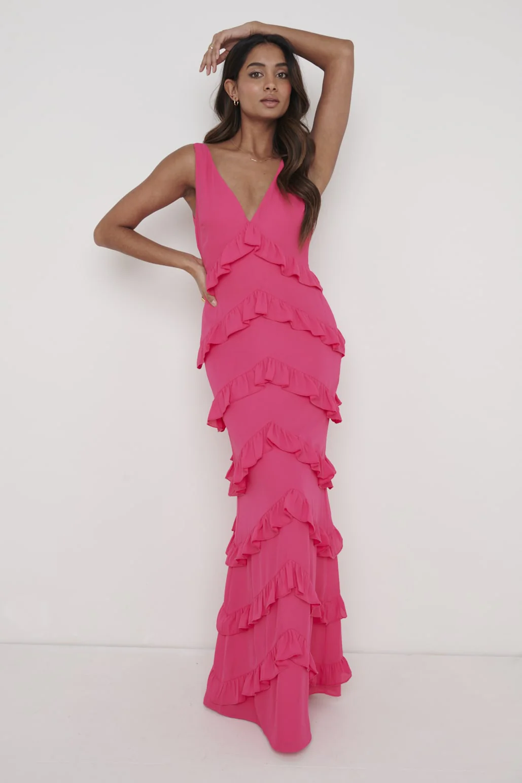 Piper Ruffle Maxi Dress - Fuchsia
