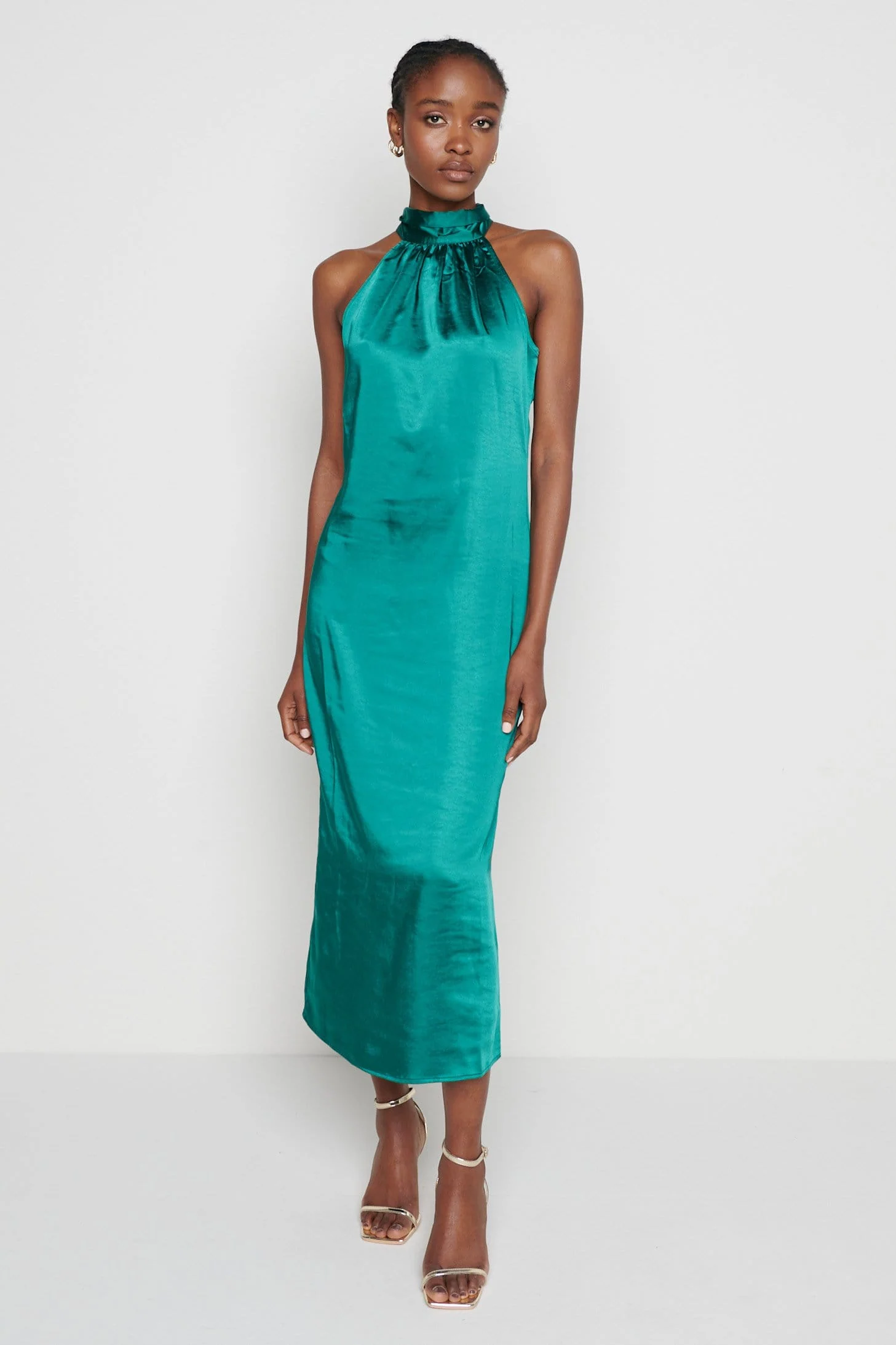 Raleigh Halter neck Tie Dress- Emerald Green