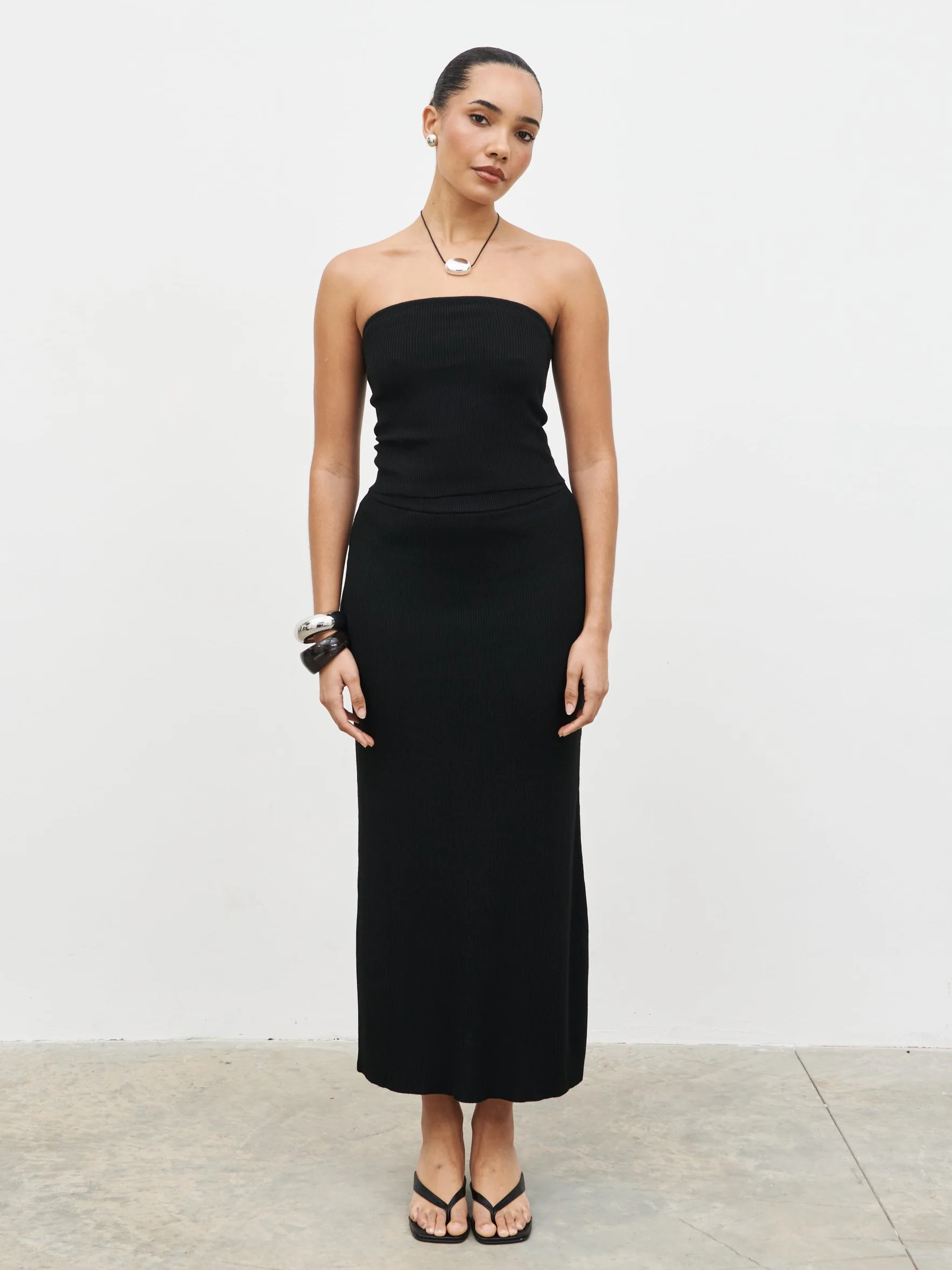 Reese Midaxi Knit Skirt - Black - Image 2