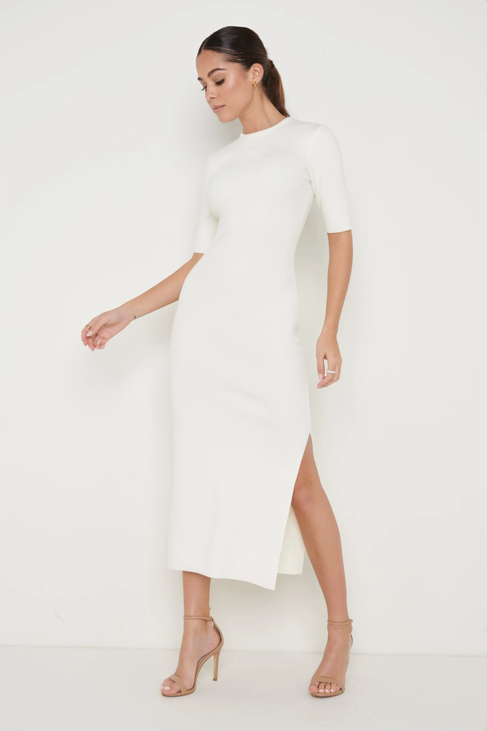 Rosa Midaxi Knit Dress - Cream - Image 2