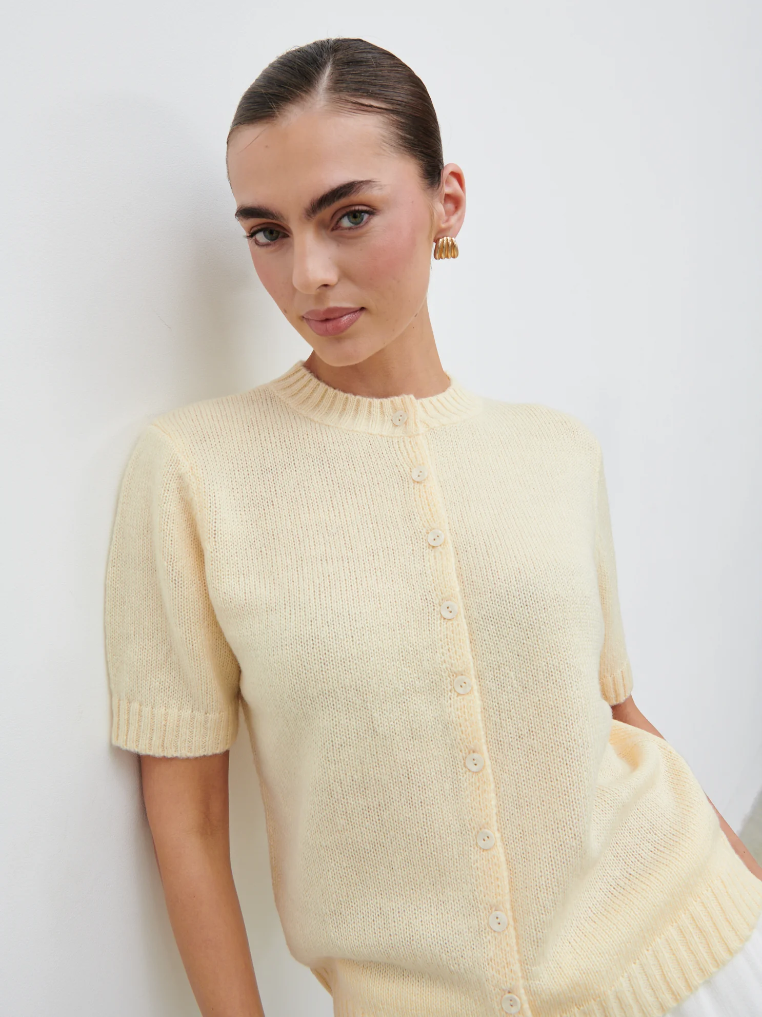 Shilou Button Up Knit Top - Butter Lemon