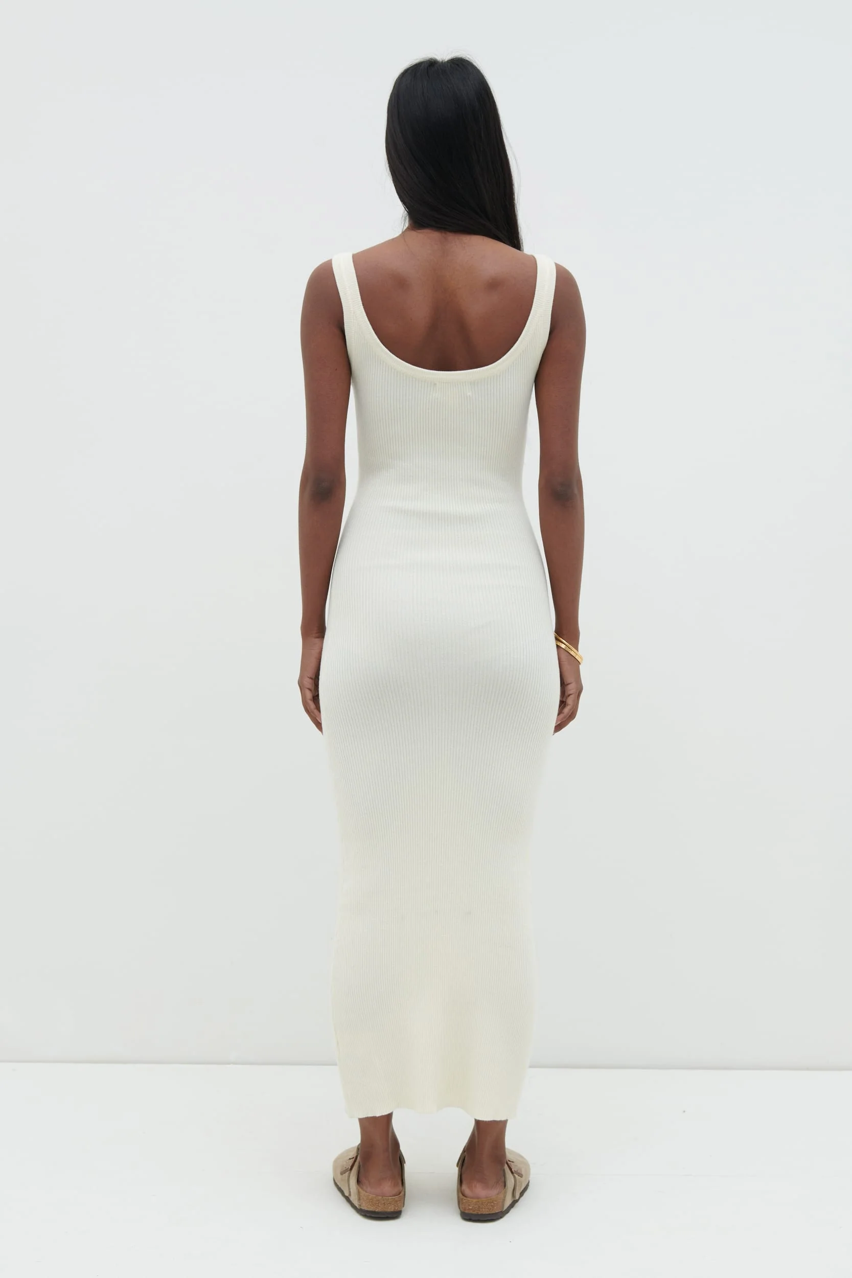 Sian Scoop Neck Knit Midaxi Dress - Cream - Image 4