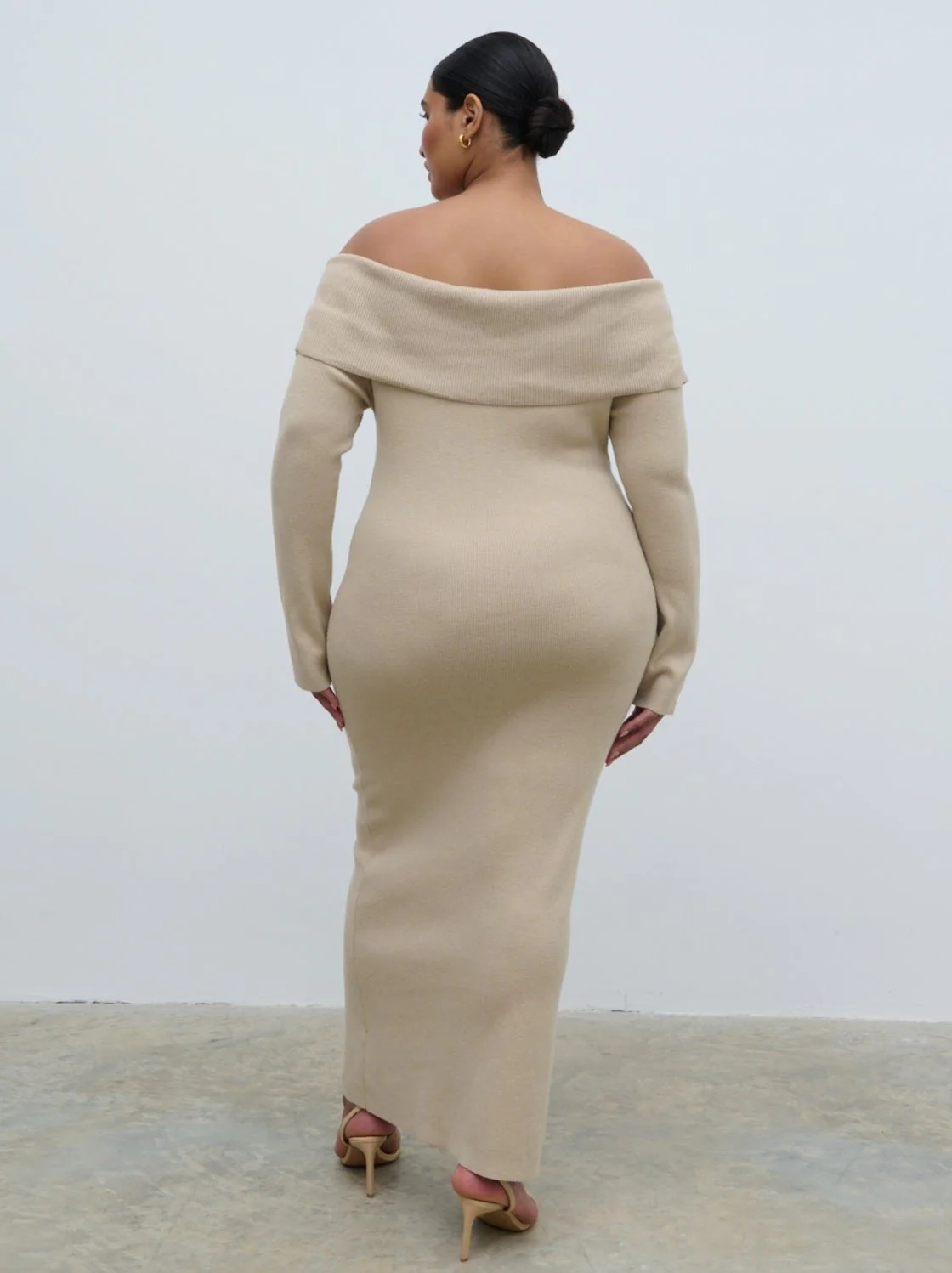 Soreya Bardot Knit Dress - Beige - Image 6