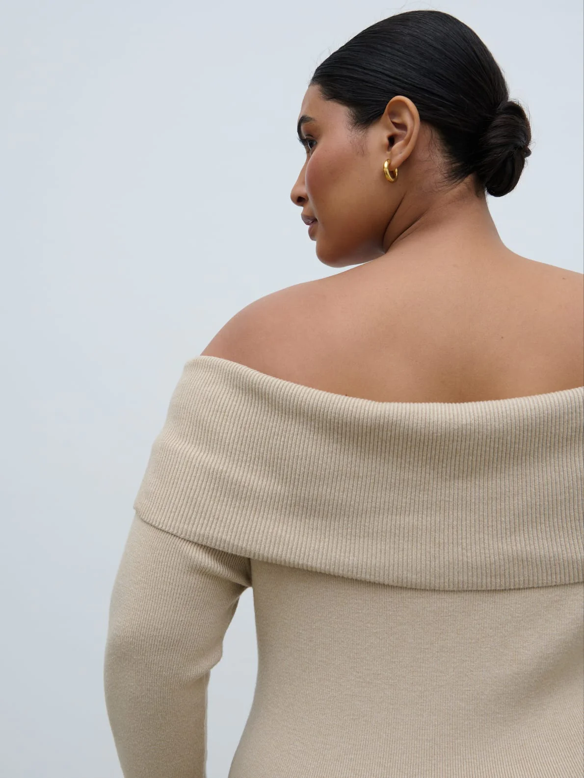 Soreya Bardot Knit Dress - Beige - Image 7