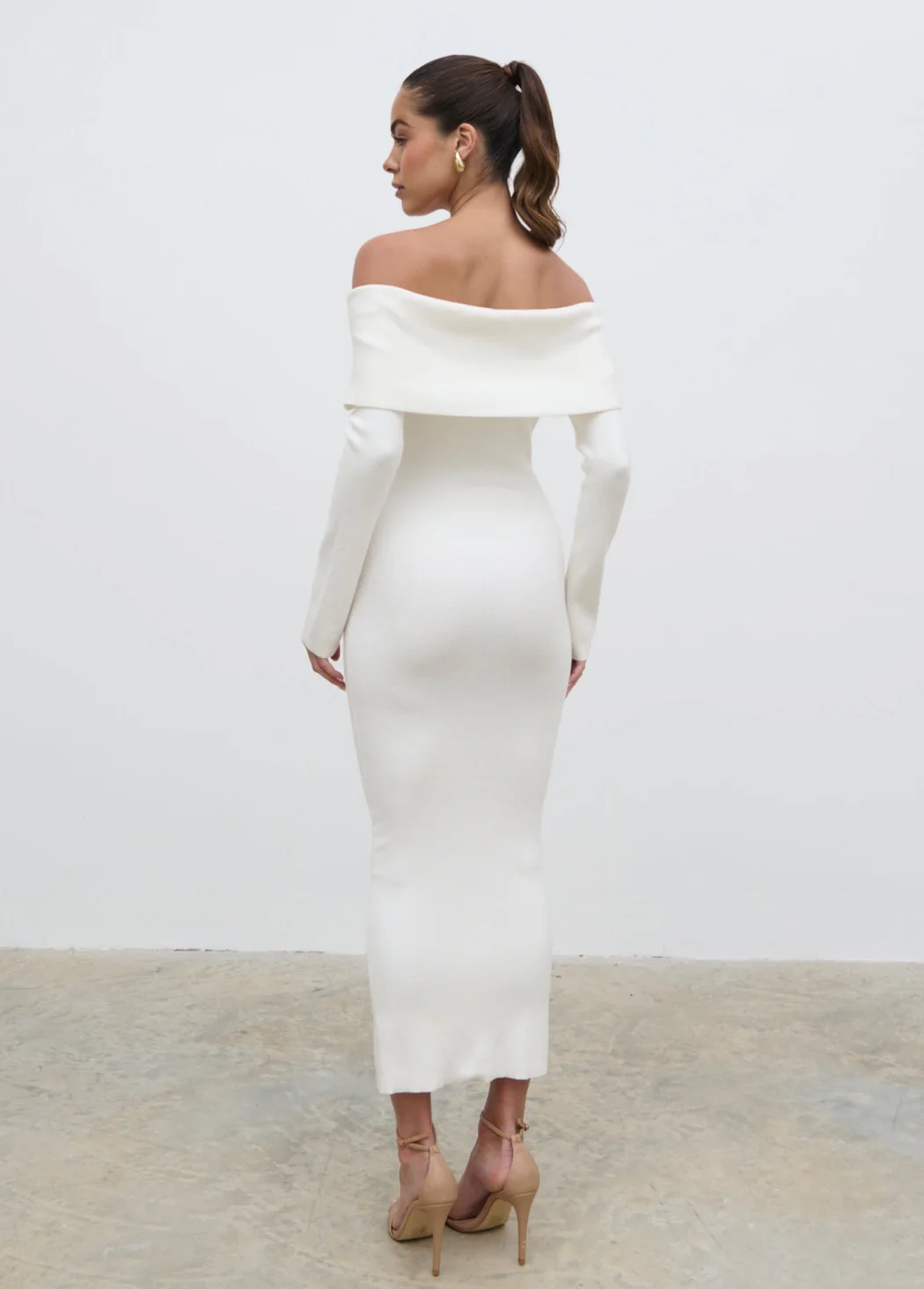 Soreya Bardot Knit Dress - Cream - Image 2