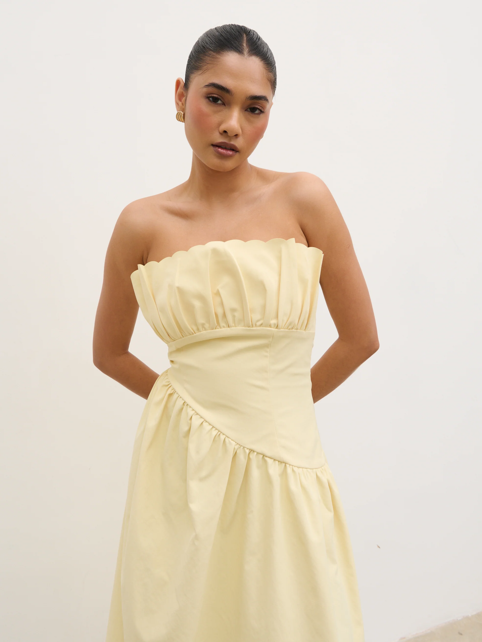 Zaria Corset Detail Midaxi Dress - Lemon - Image 6